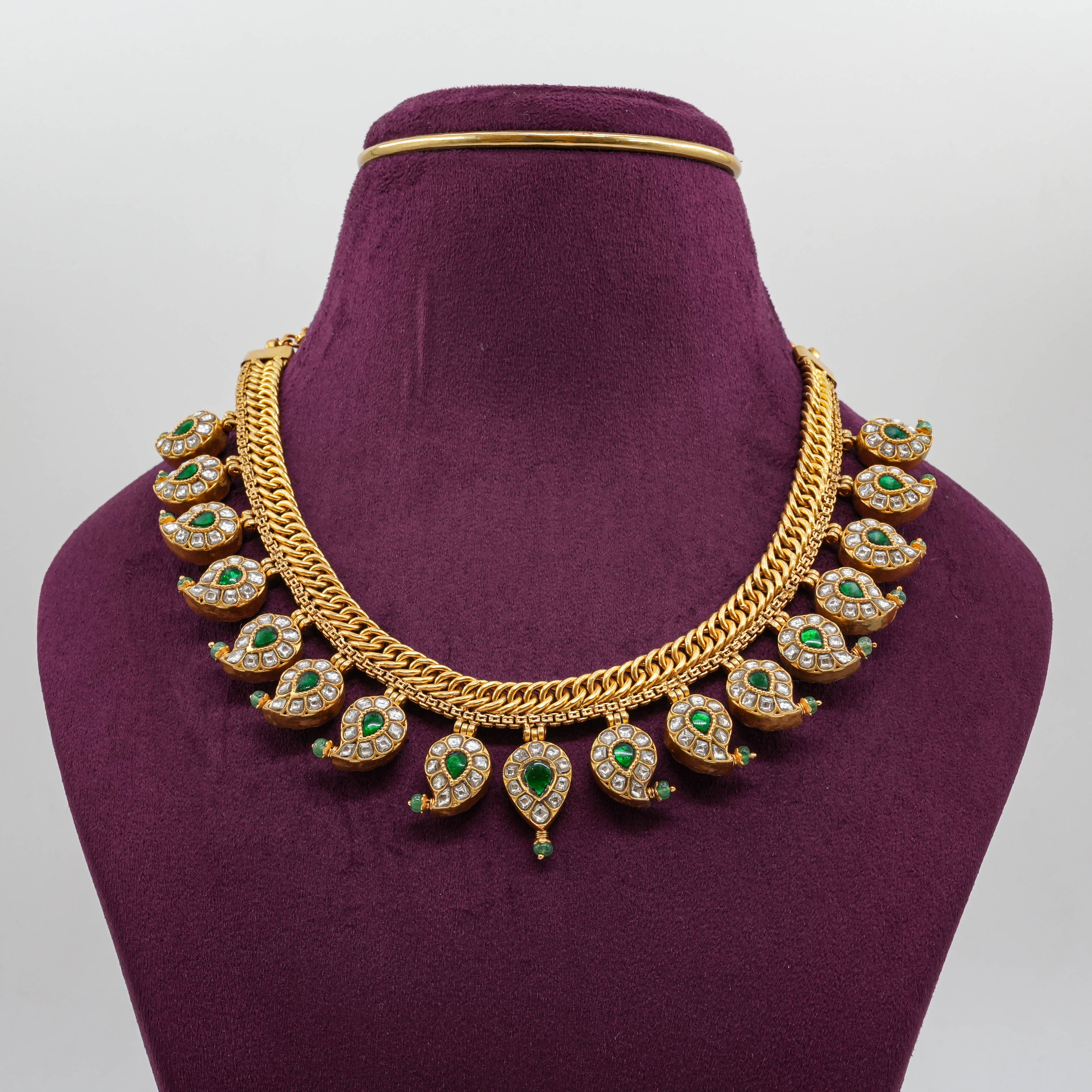 Green and Red Stone Reversable Kundan Necklace