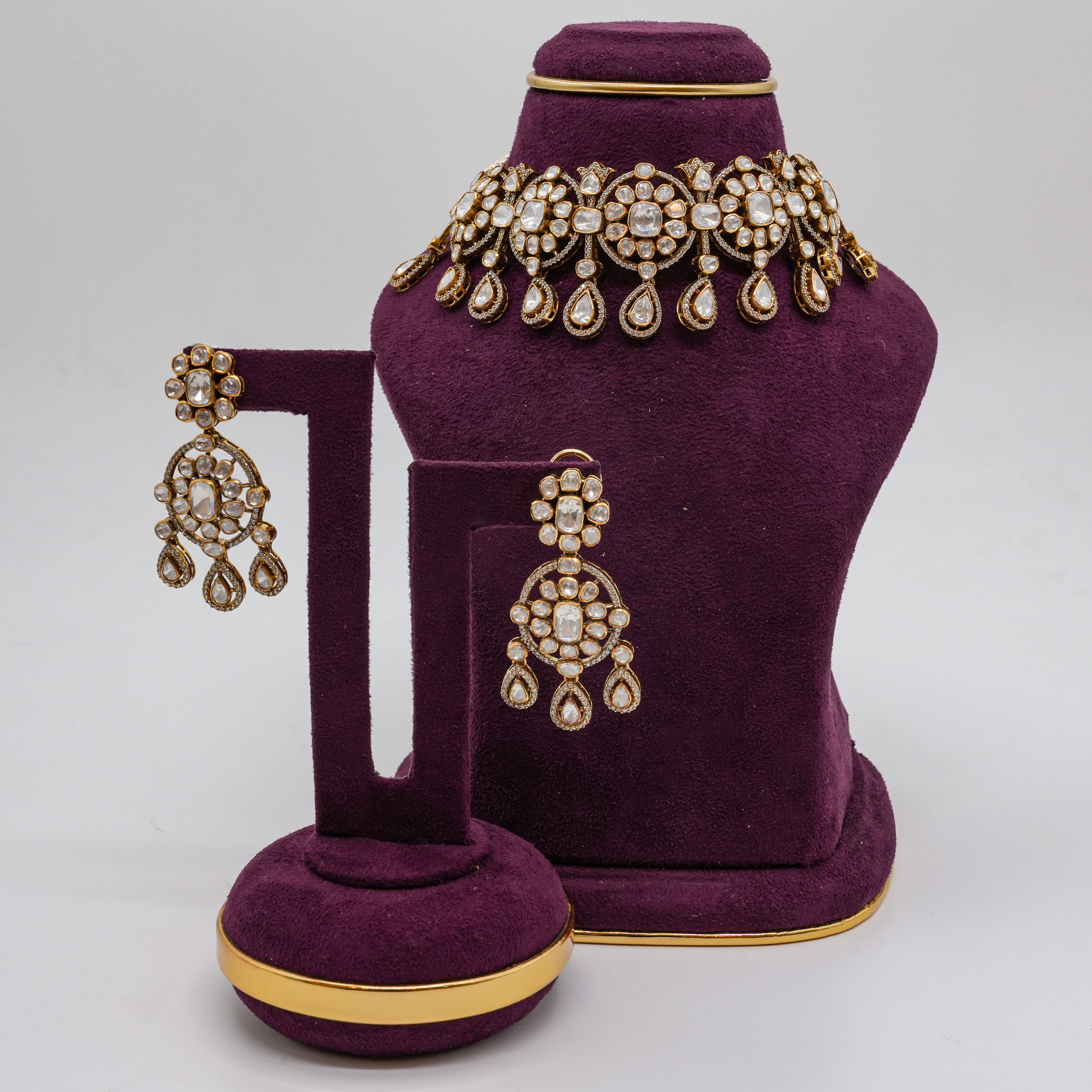 Saubhagya Jewellers - Kundan Pear Drop Choker