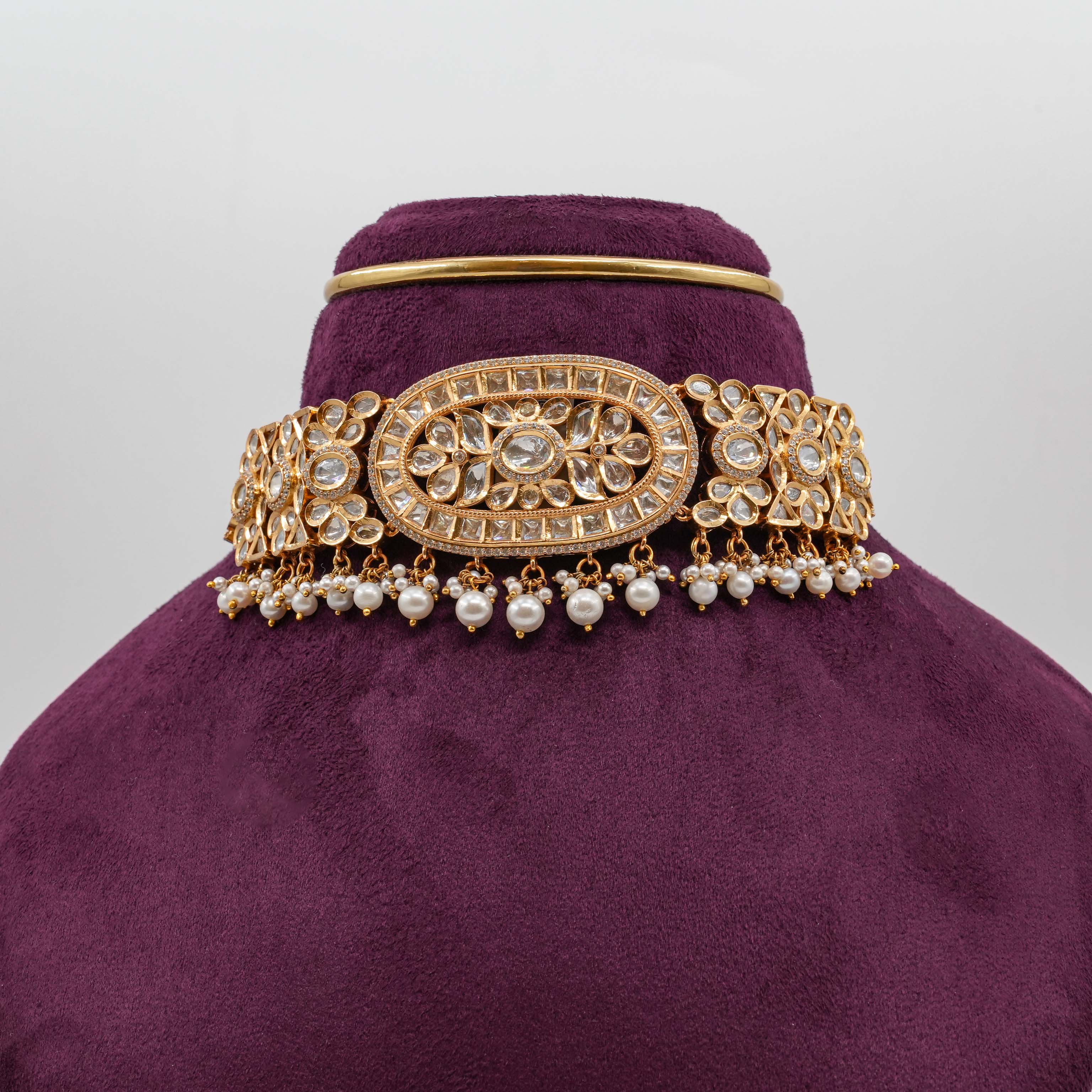 Saubhagya Jewellers - Oval Mossanite Choker