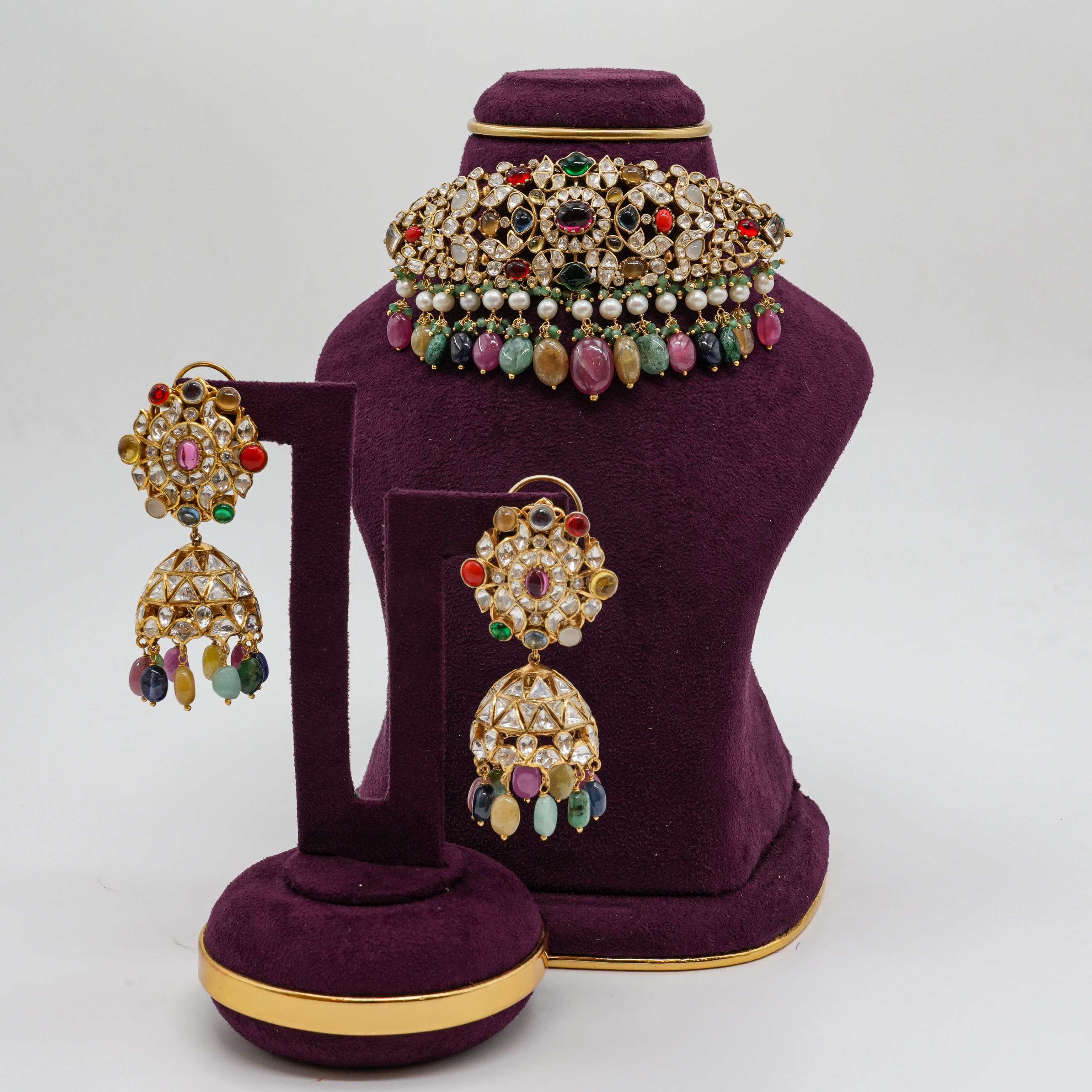 Saubhagya Jewellers - Multi-Gemstone Kundan Choker Set
