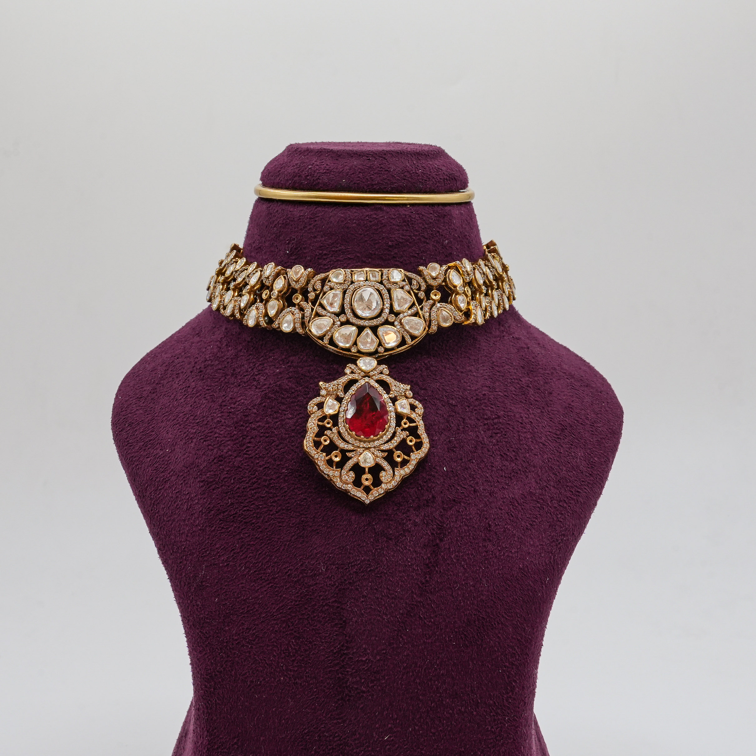 Saubhagya Jewellers - Polki Ruby Choker