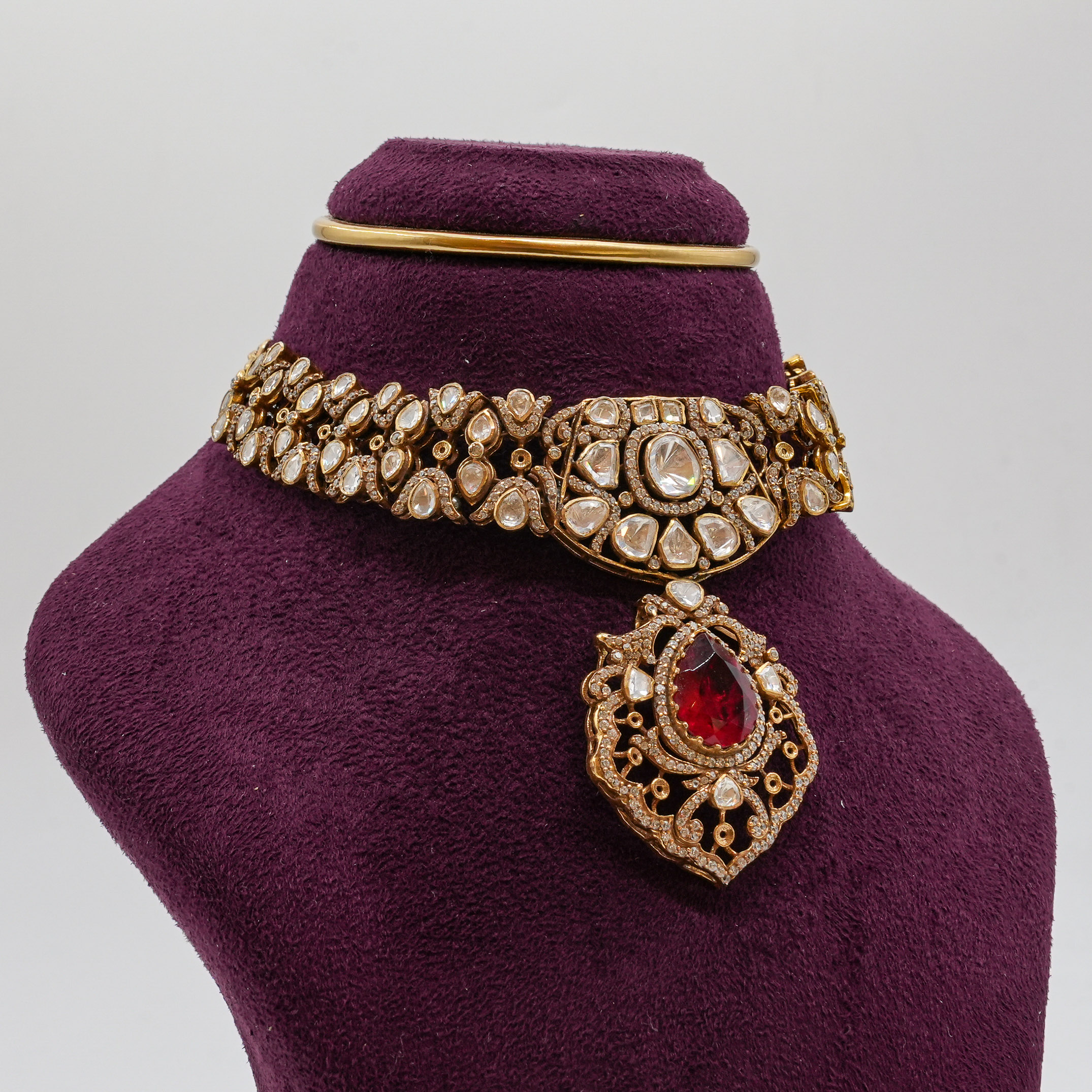 Saubhagya Jewellers - Polki Ruby Choker