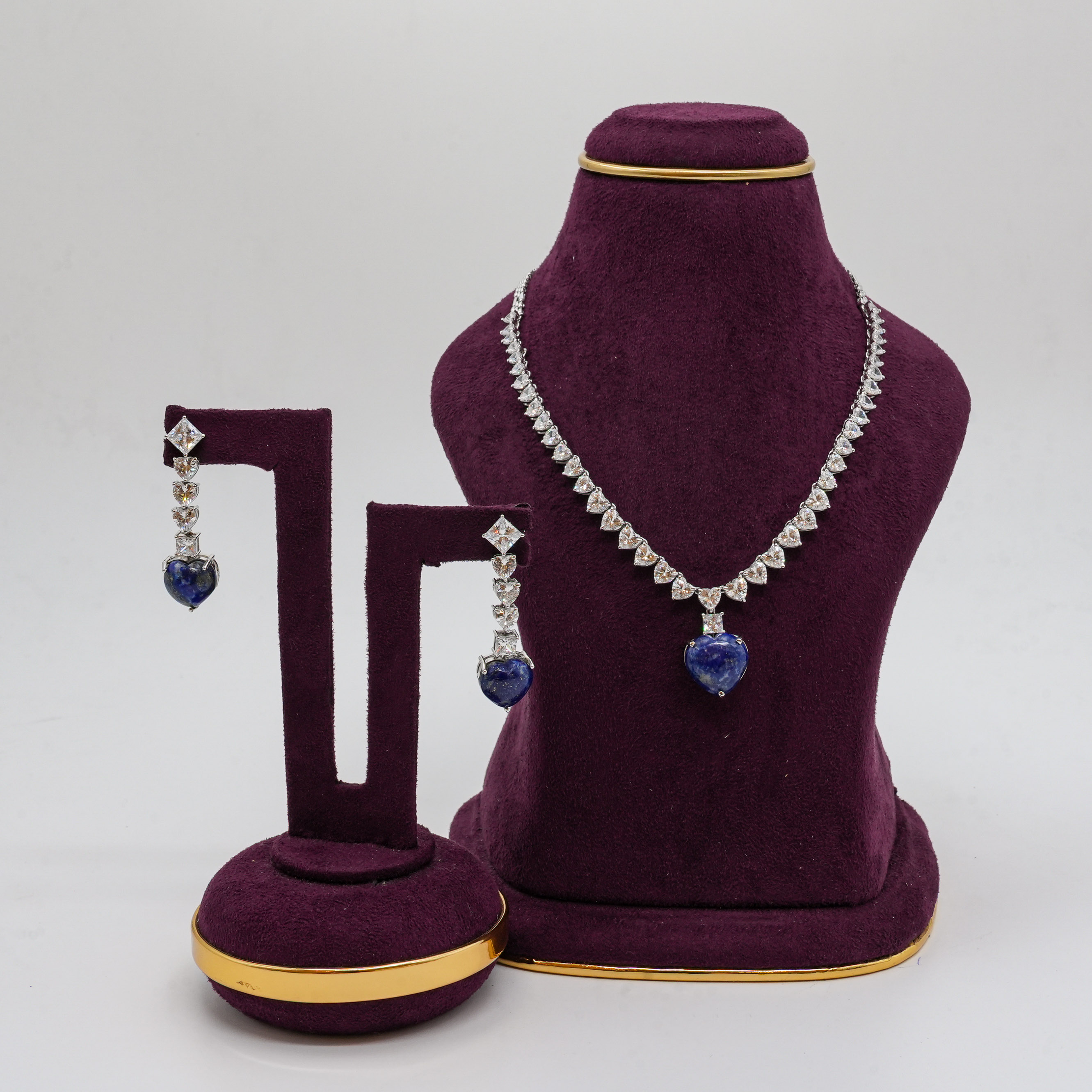 Blue Heart Pendant Set
