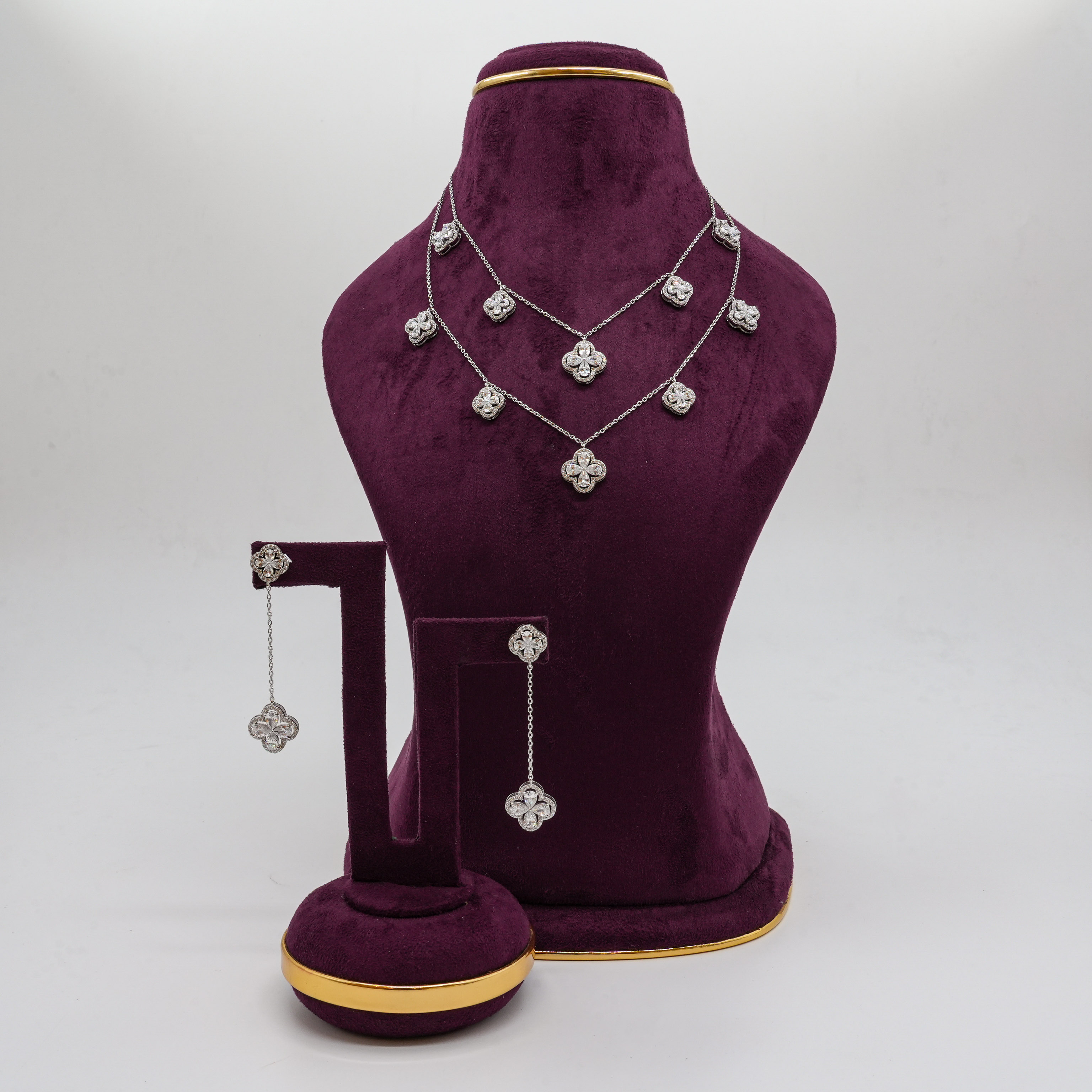 Clover CZ Pendant Set