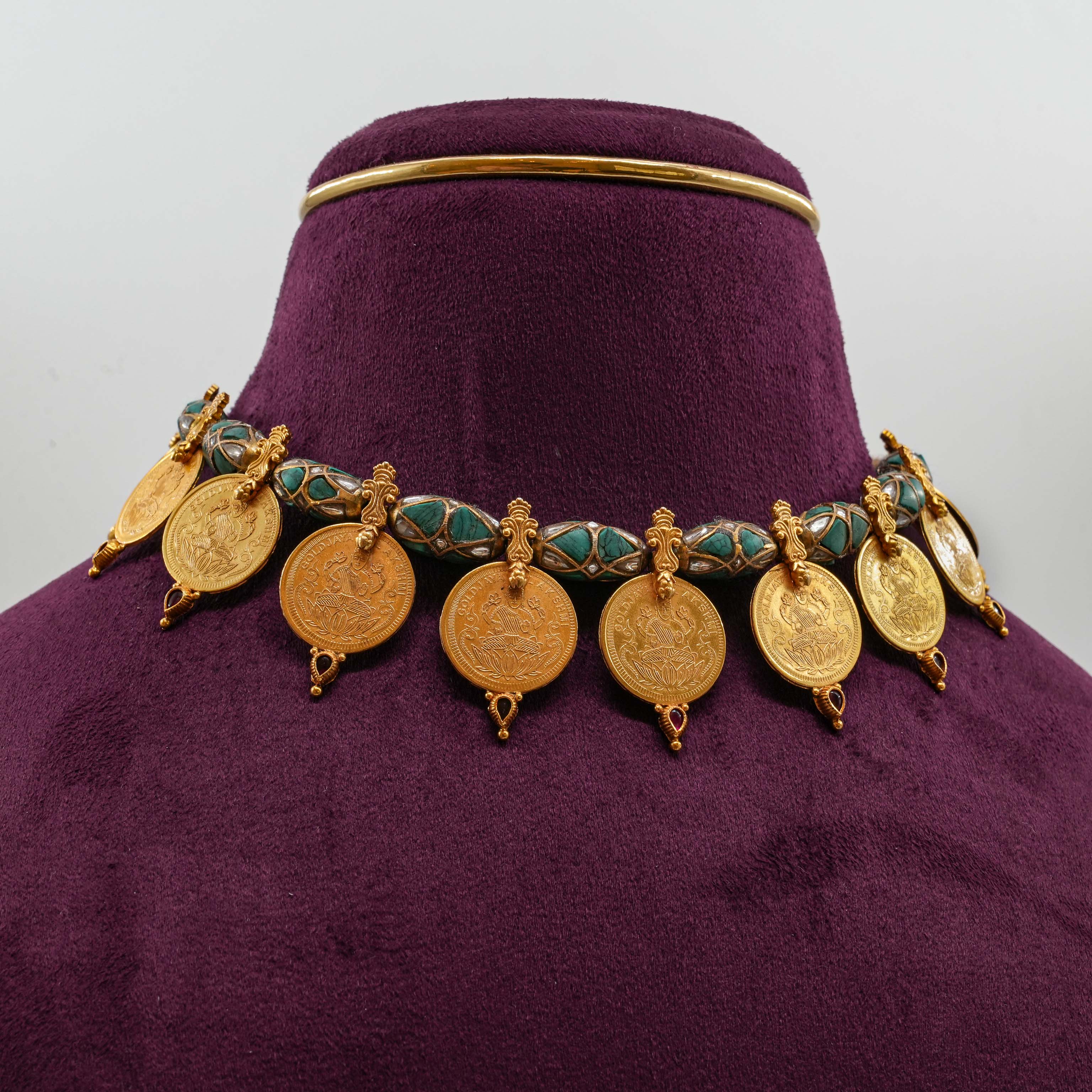 Saubhagya Jewellers - Antique Coin Temple Choker