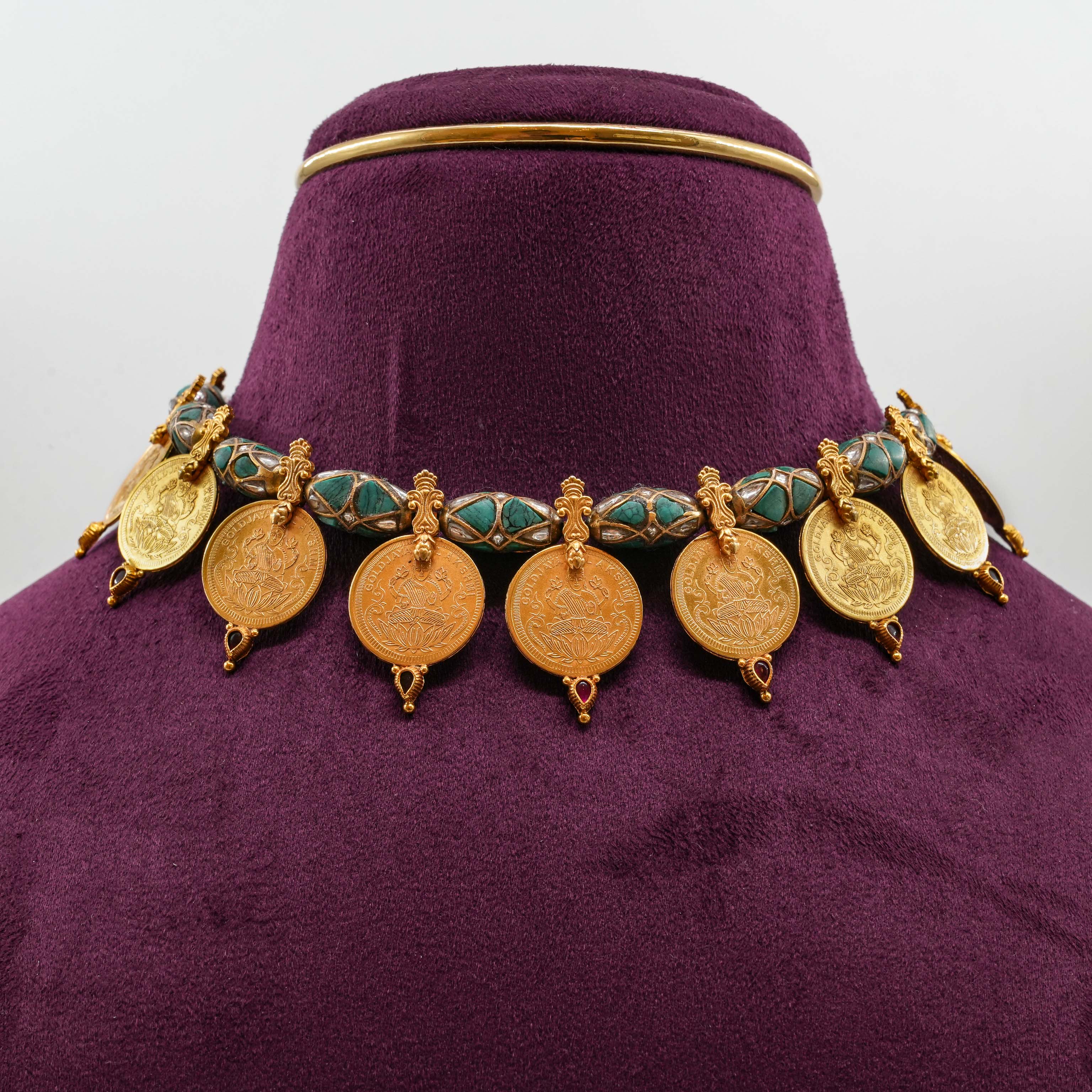 Saubhagya Jewellers - Antique Coin Temple Choker