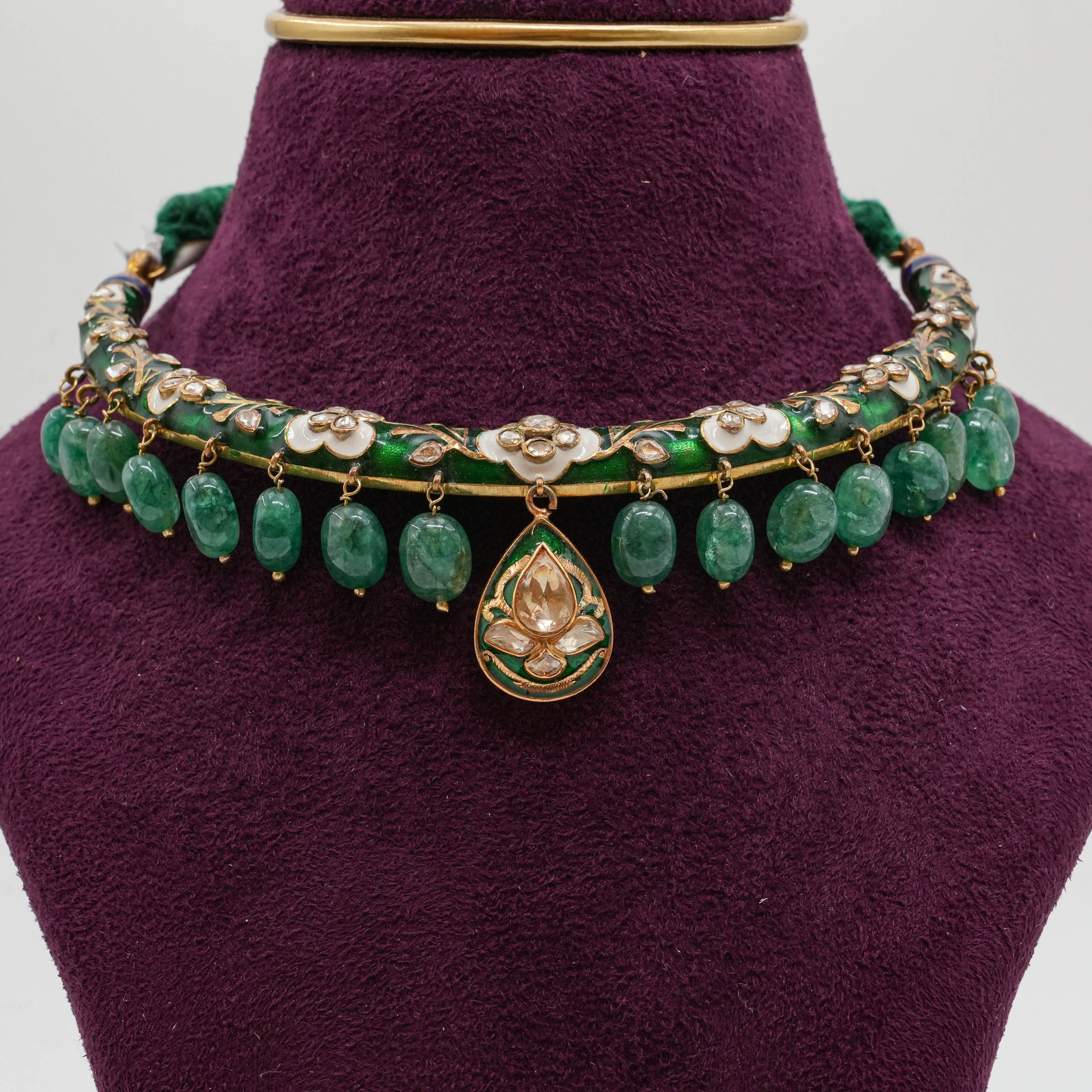 Saubhagya Jewellers - Polki Emerald Necklace