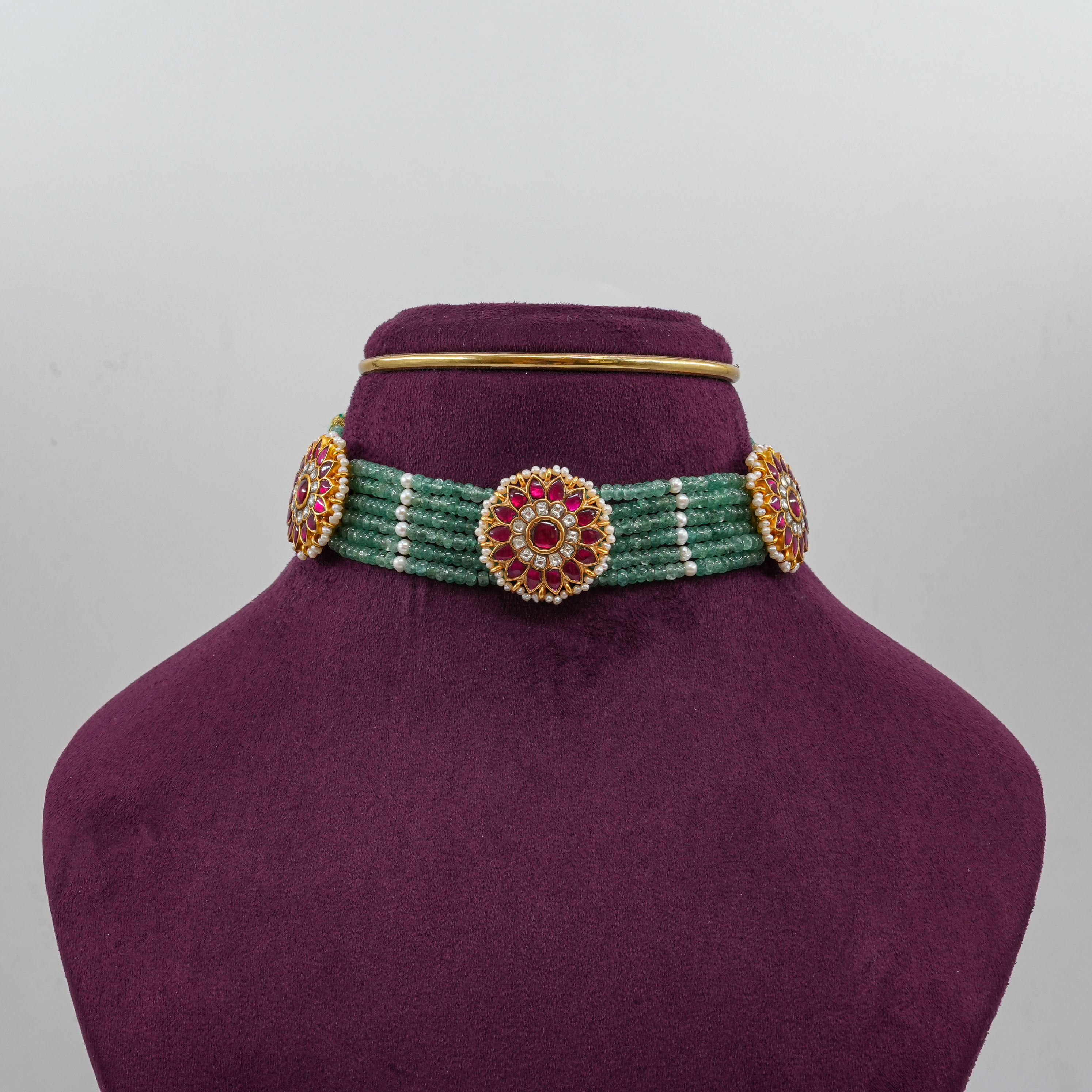 Saubhagya Jewellers - Temple Emerald Choker