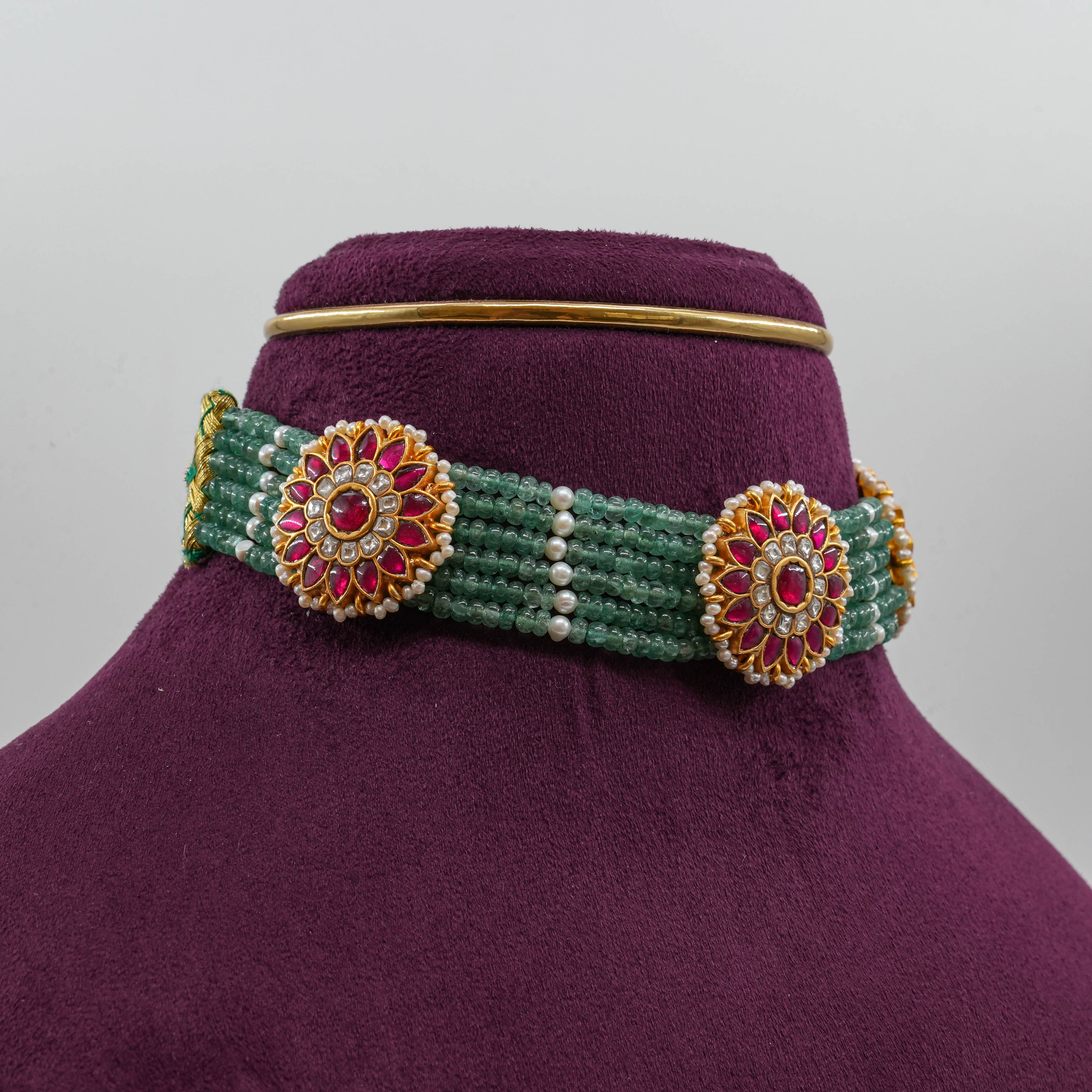 Saubhagya Jewellers - Temple Emerald Choker