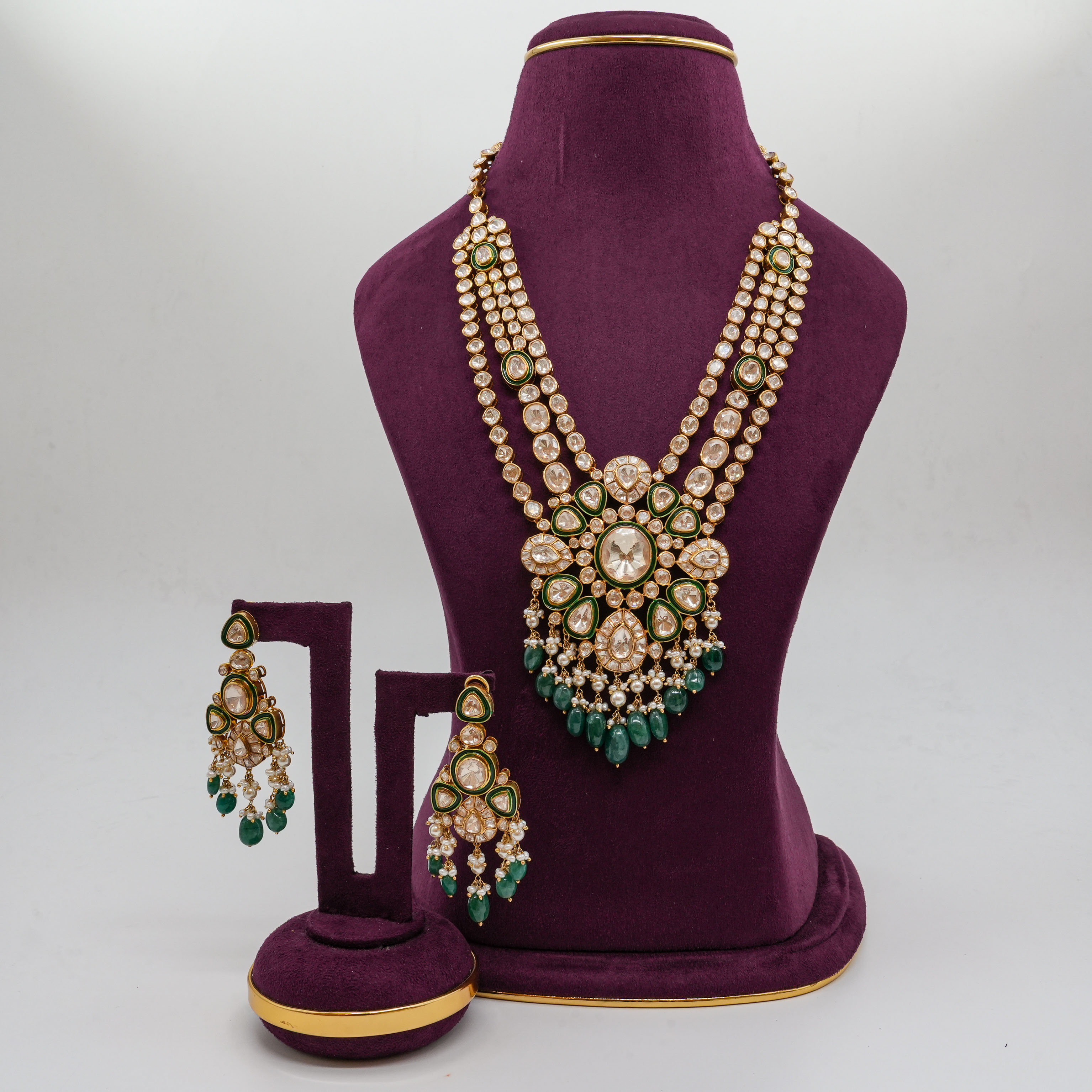 Saubhagya Jewellers - Polki Temple Necklace