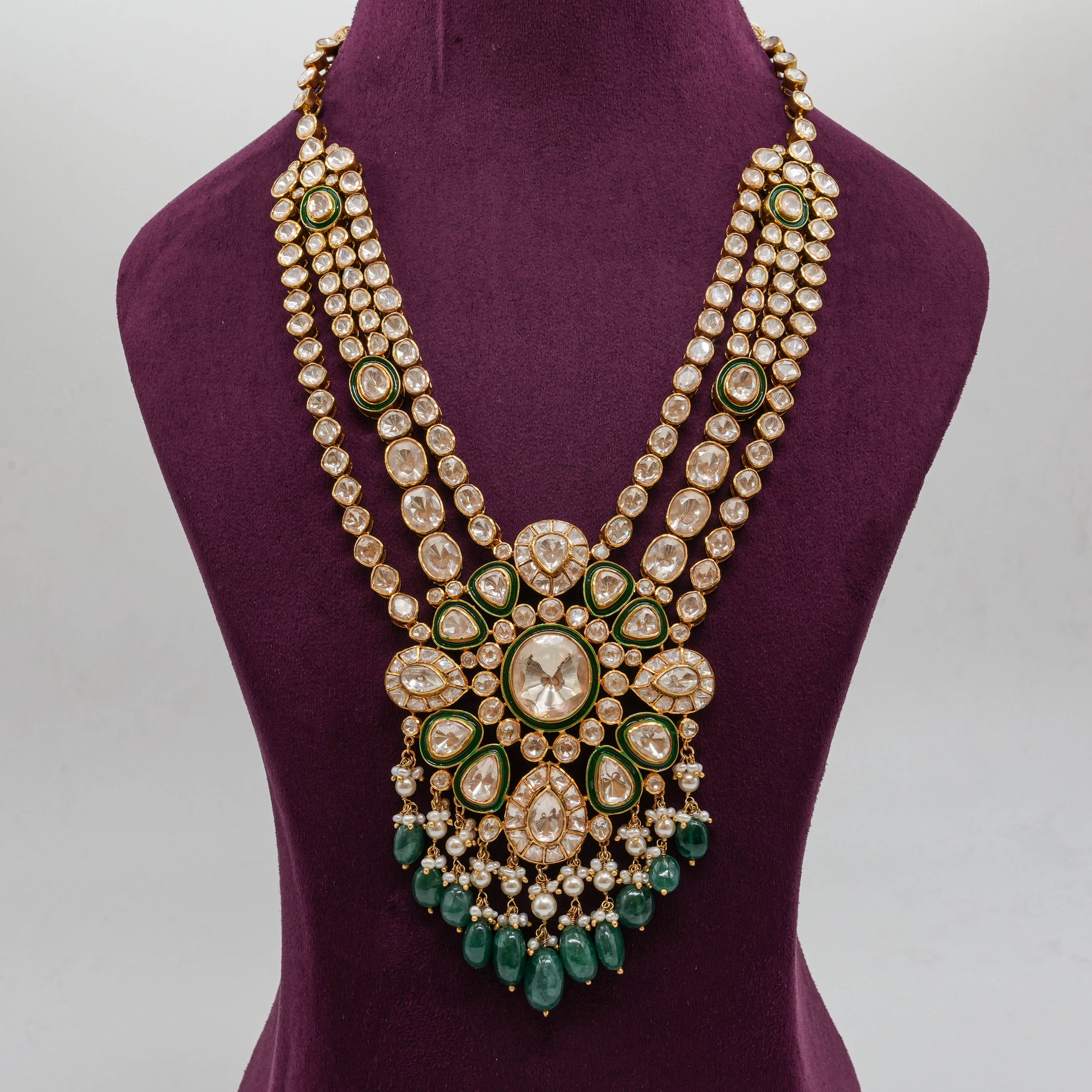 Saubhagya Jewellers - Polki Temple Necklace