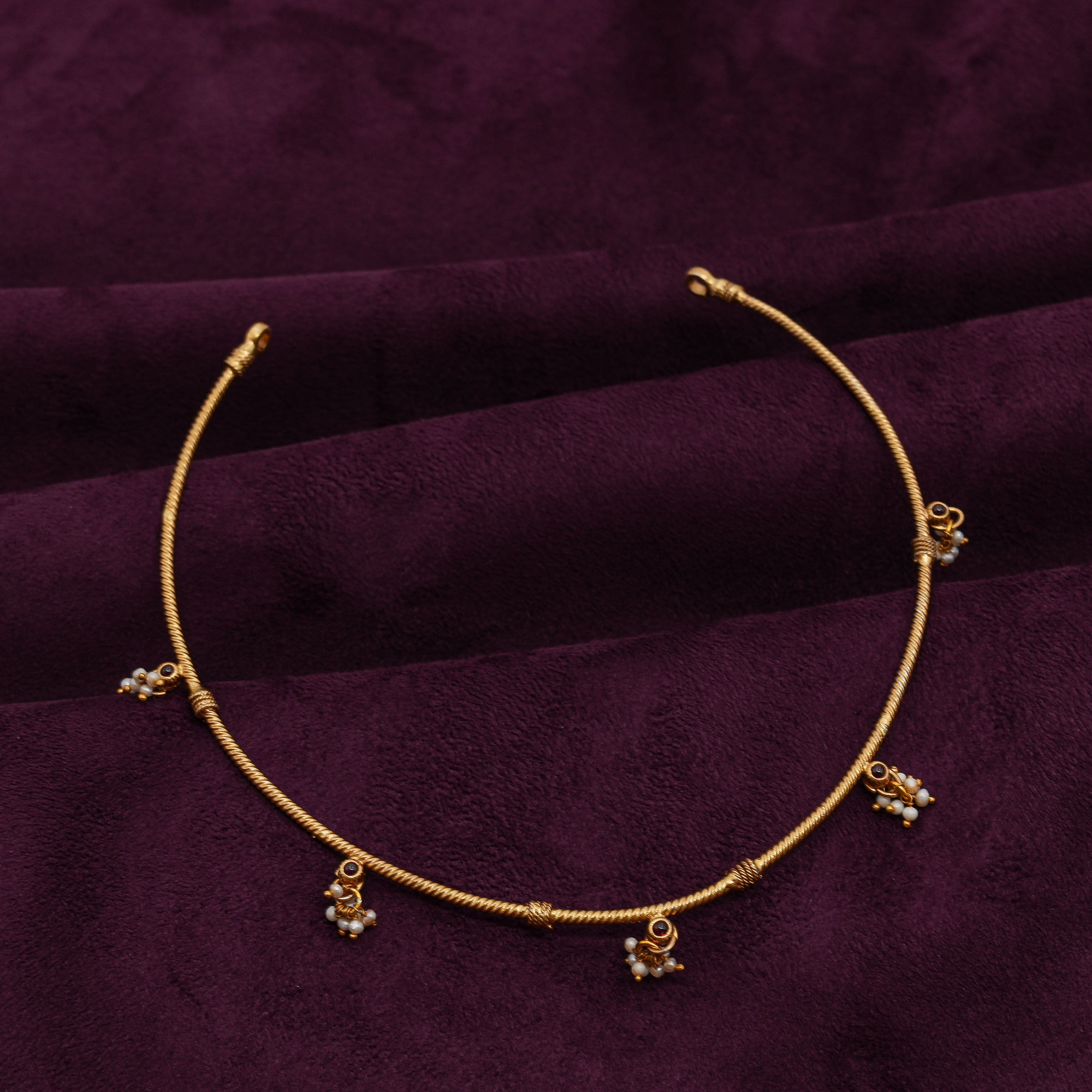 Saubhagya Jewellers - Gold Polish Pearl Necklace