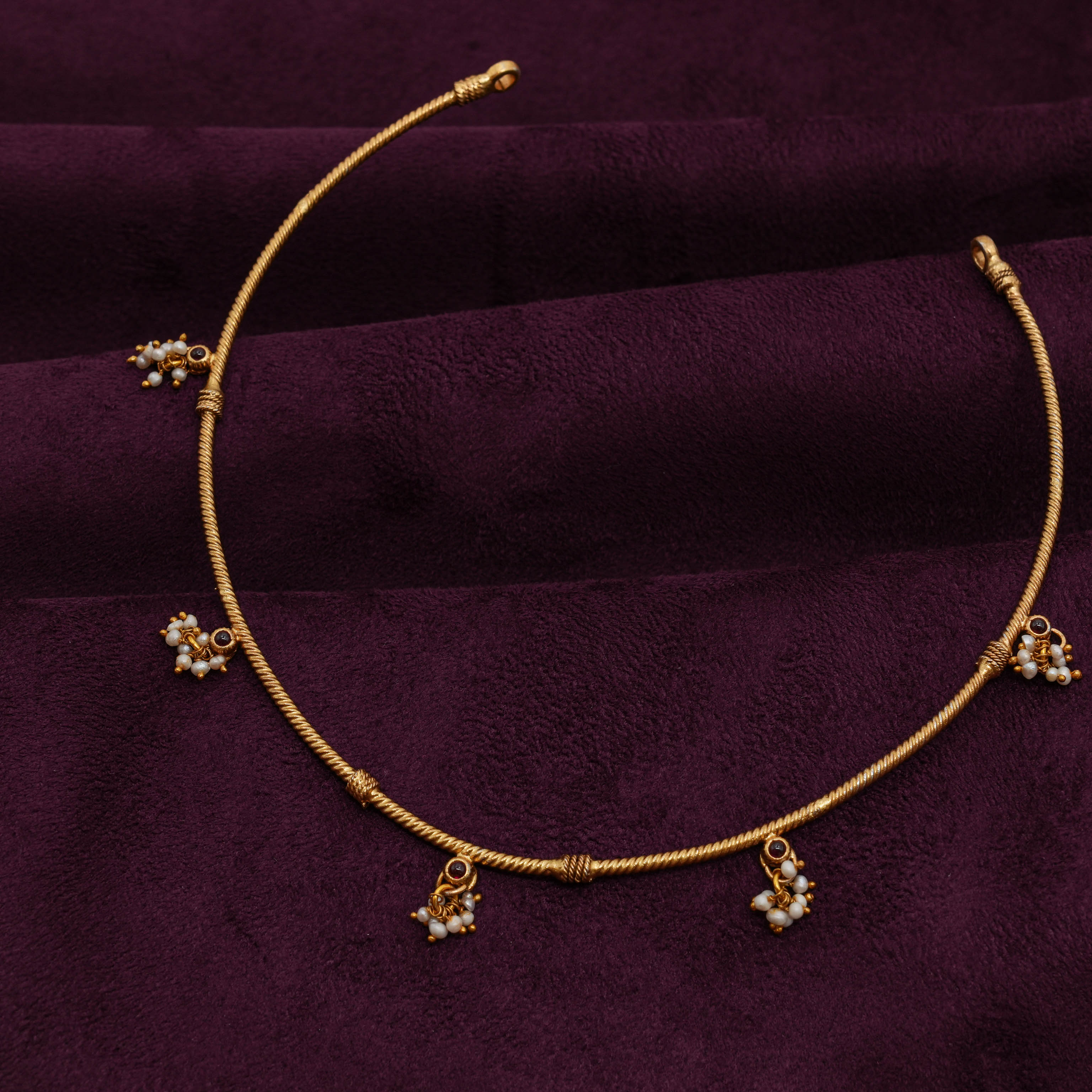 Saubhagya Jewellers - Gold Polish Pearl Necklace