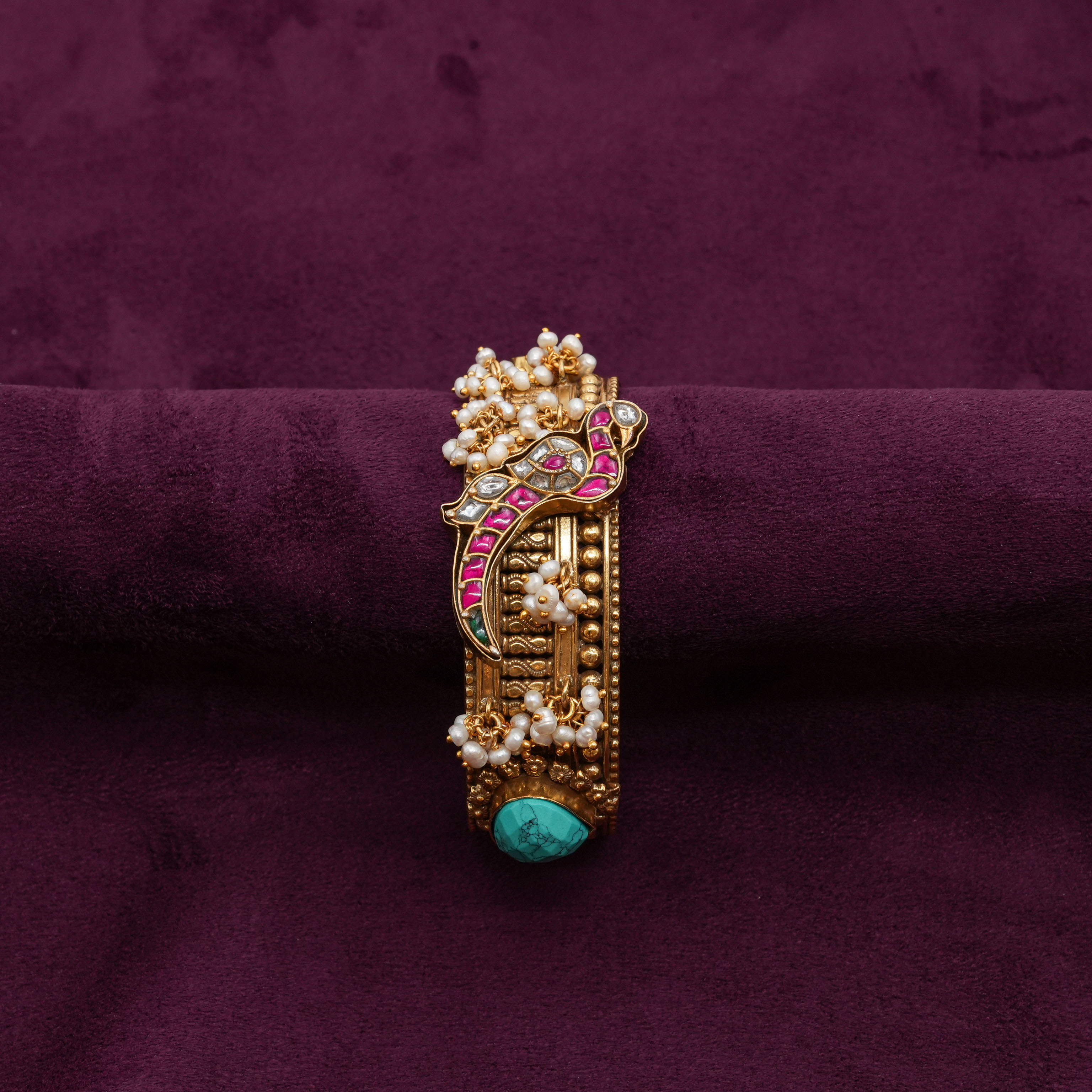 Saubhagya Jewellers - Antique Peacock Kada