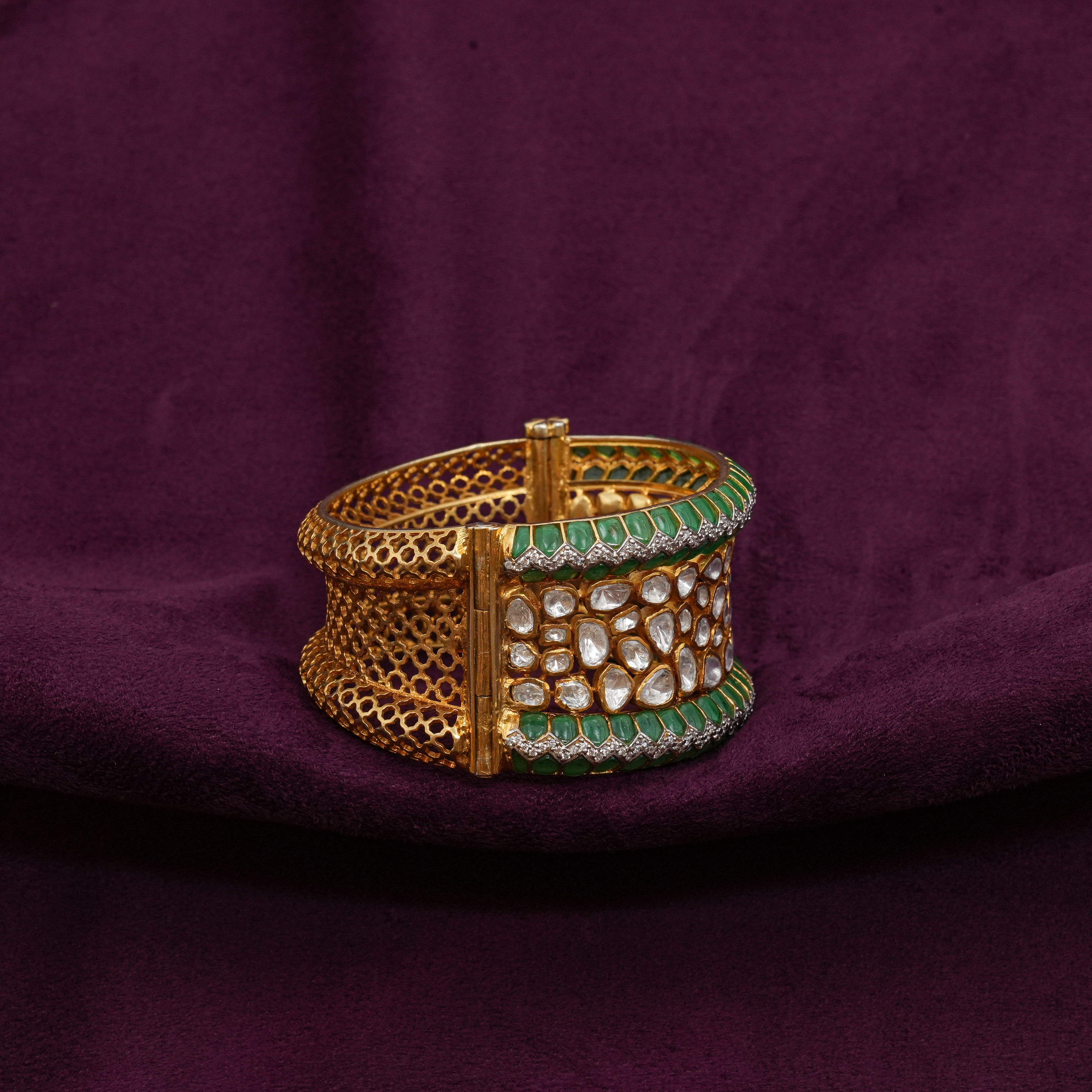 Saubhagya Jewellers - Polki Kada Bracelet