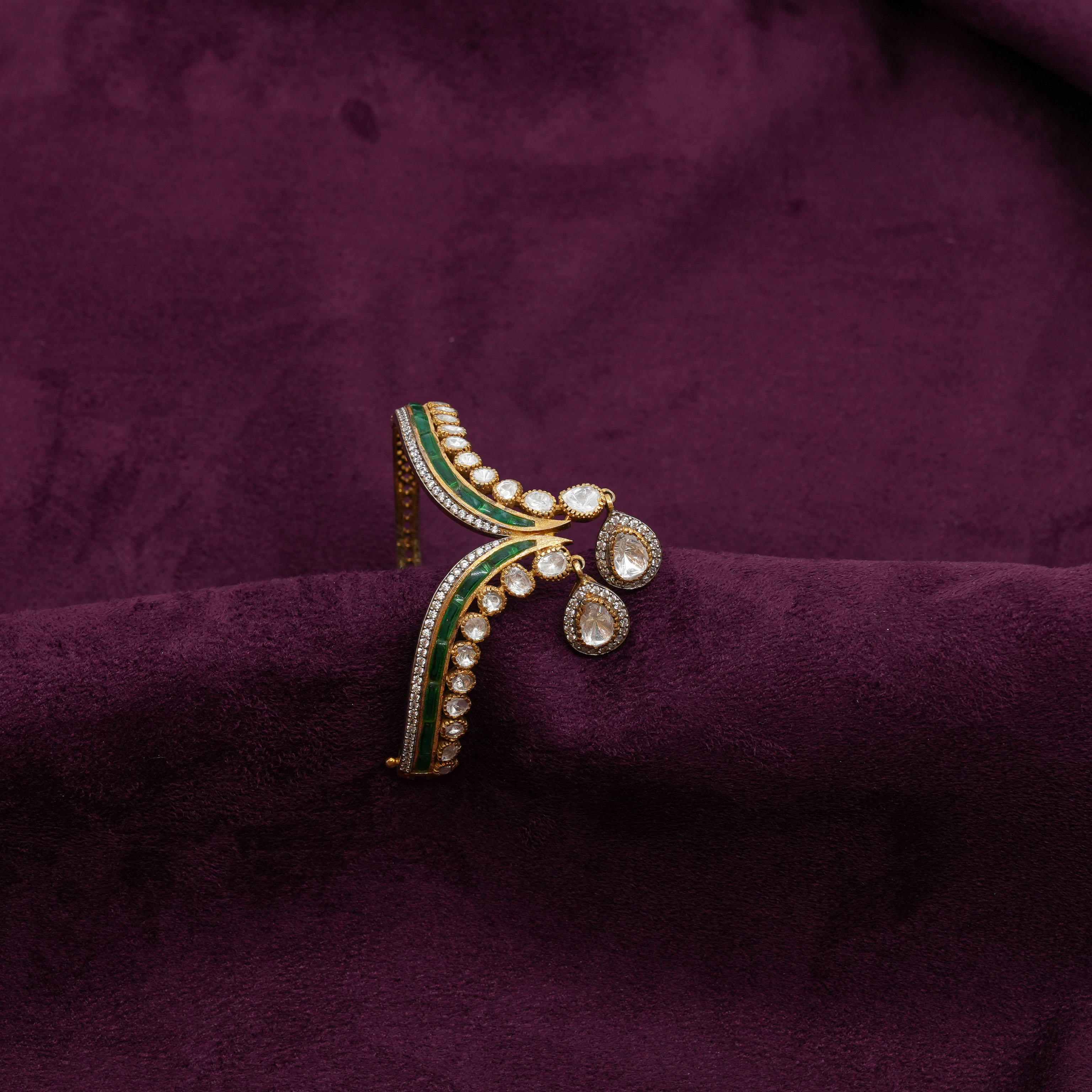 Saubhagya Jewellers - Green Polki Kada