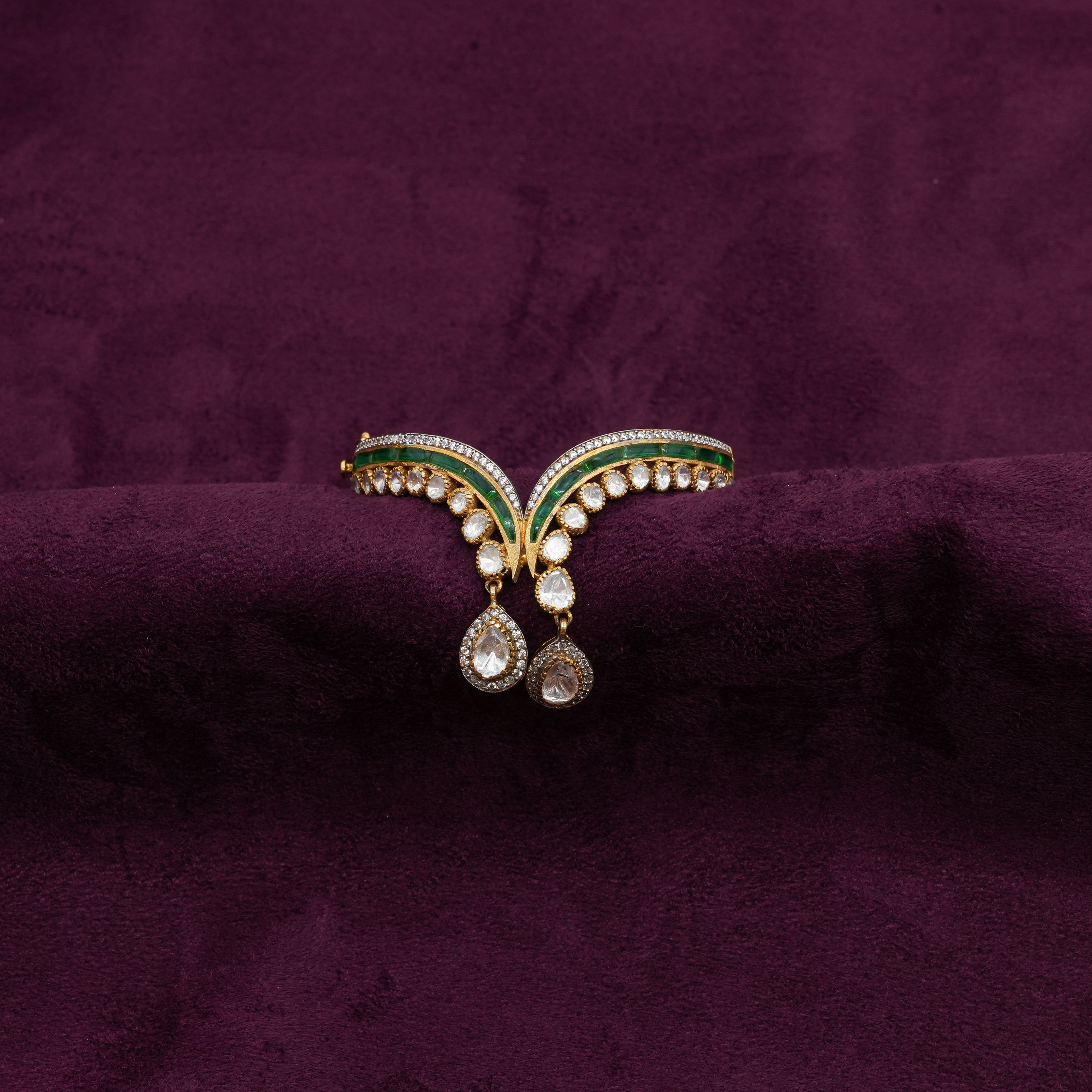 Saubhagya Jewellers - Green Polki Kada
