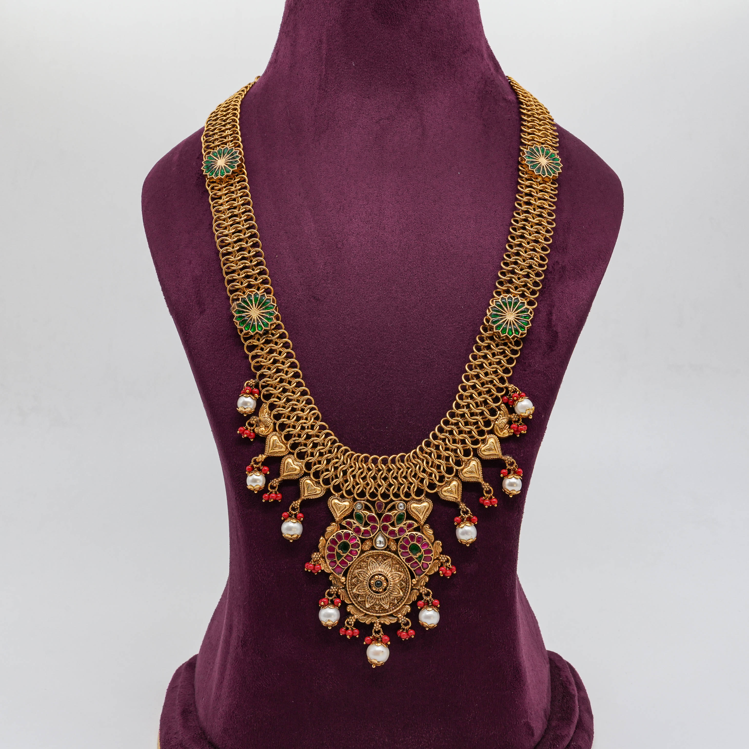 Emerald Flower Long Necklace