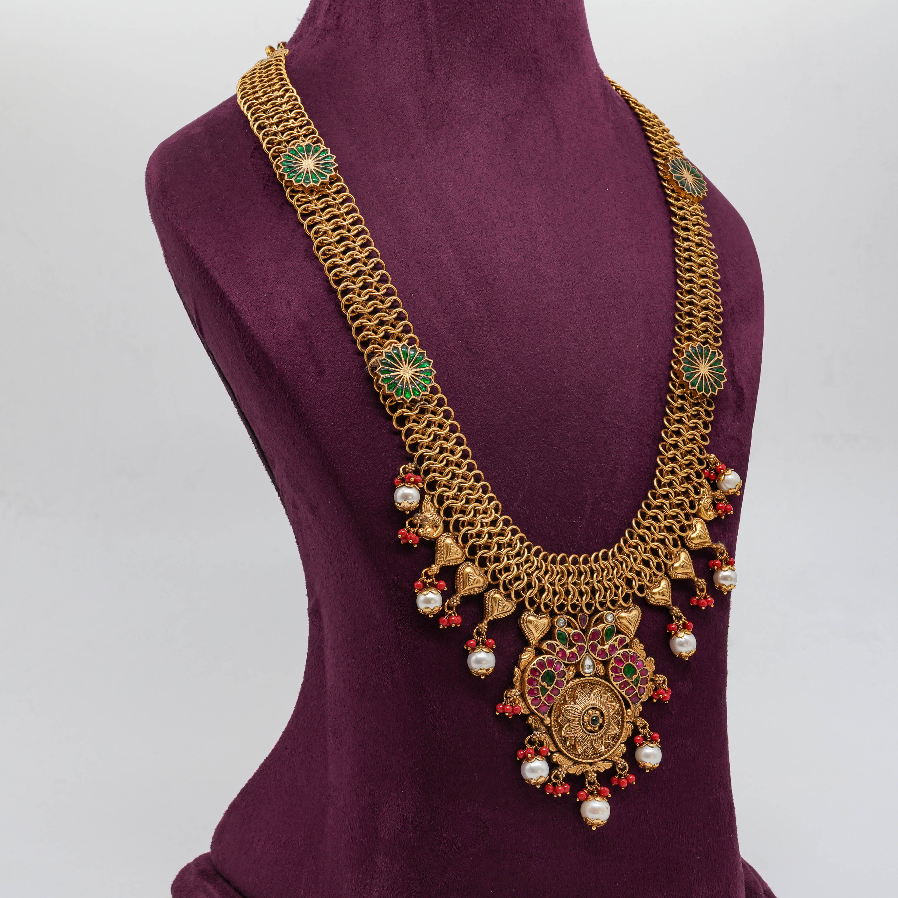 Emerald Flower Long Necklace