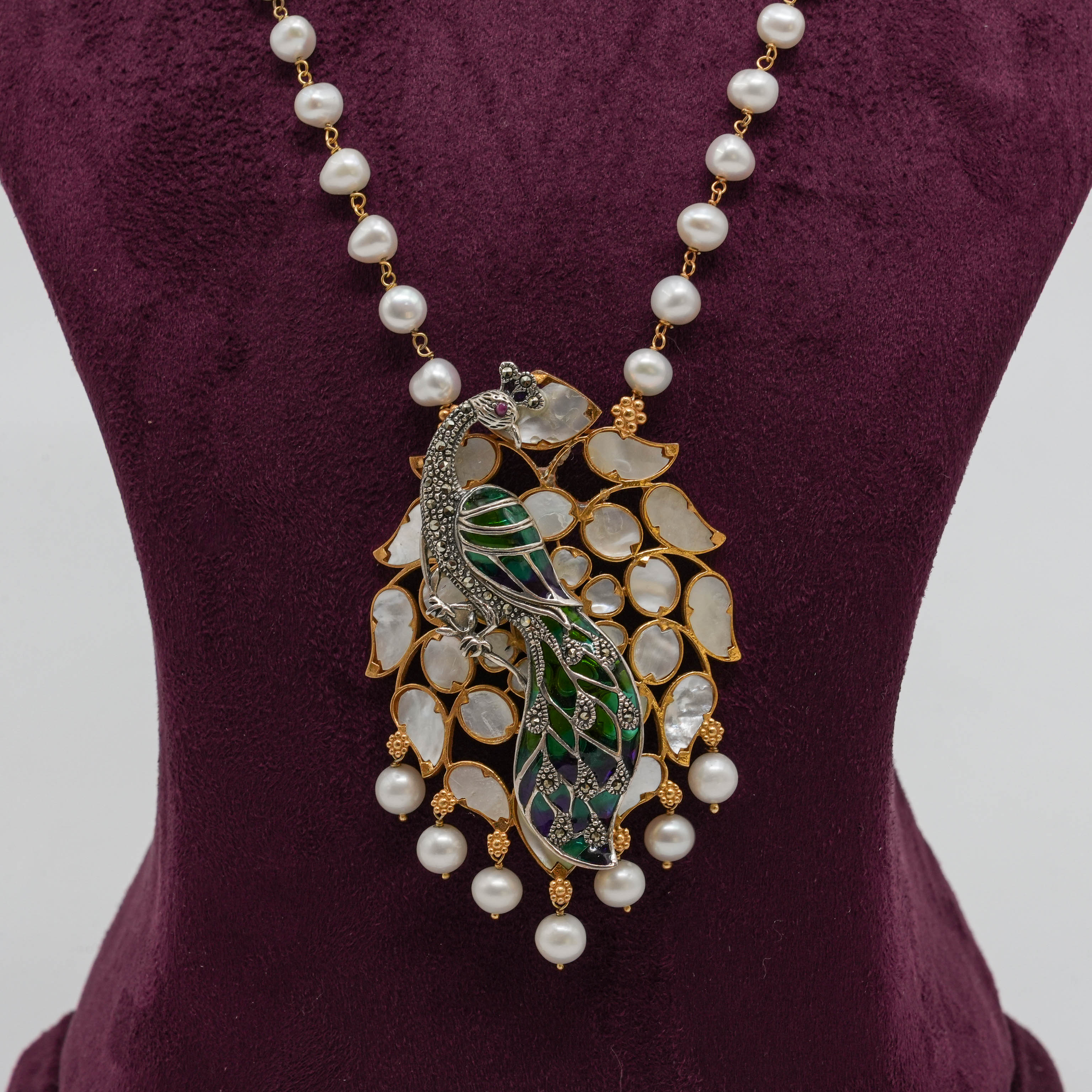 Pearl Peacock Long Necklace