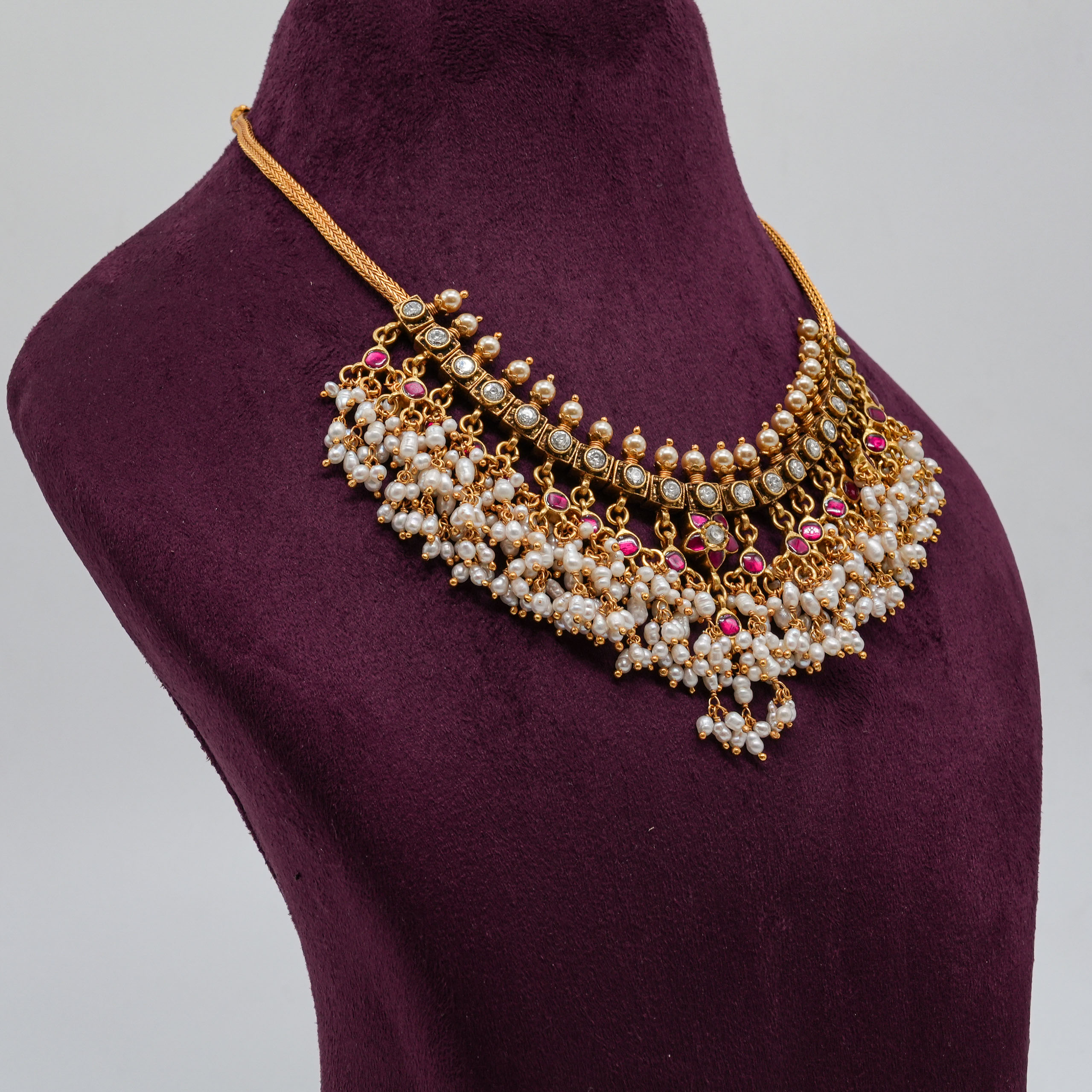 Saubhagya Jewellers - Pearl Cluster Choker