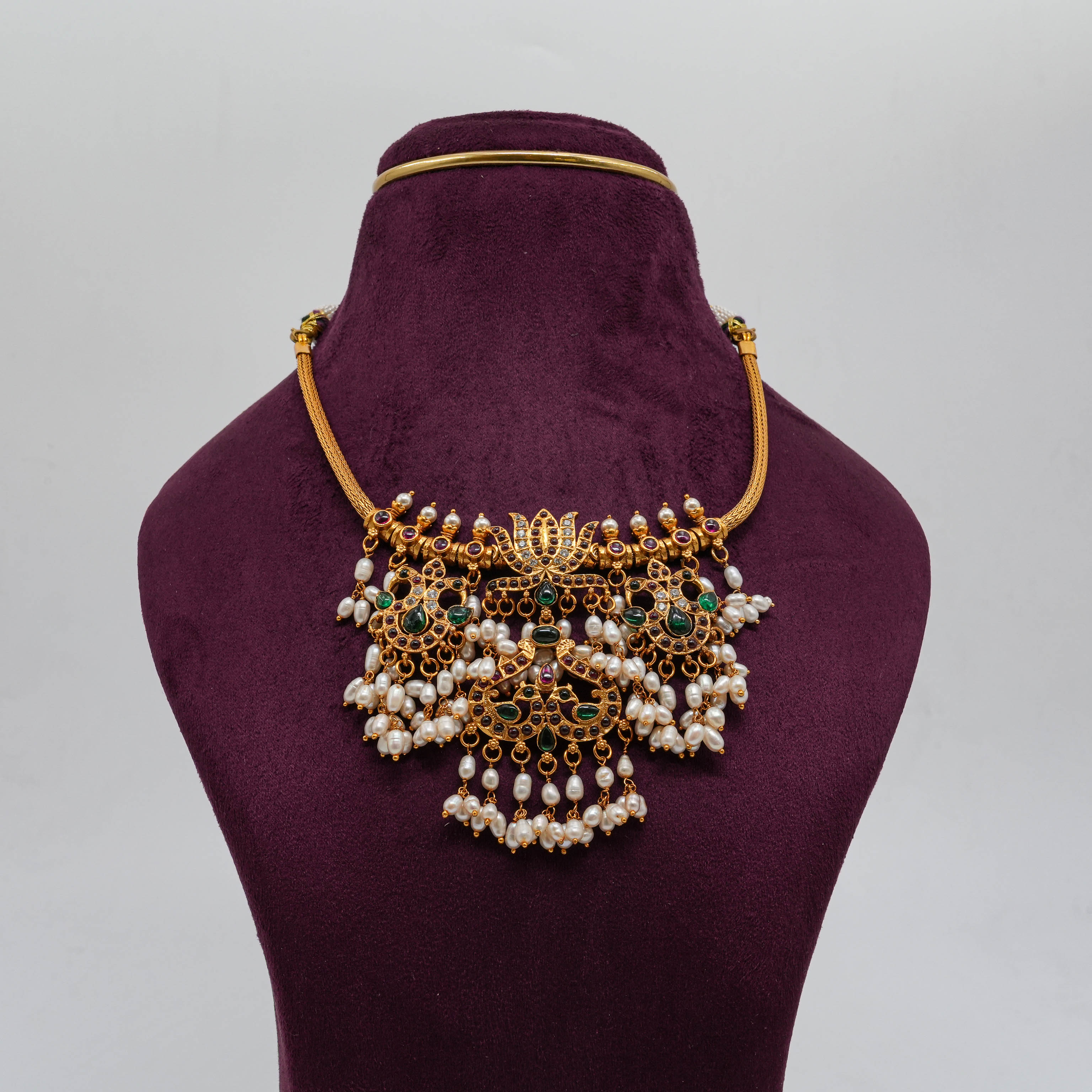Saubhagya Jewellers - Peacock Pearl Haram Gold