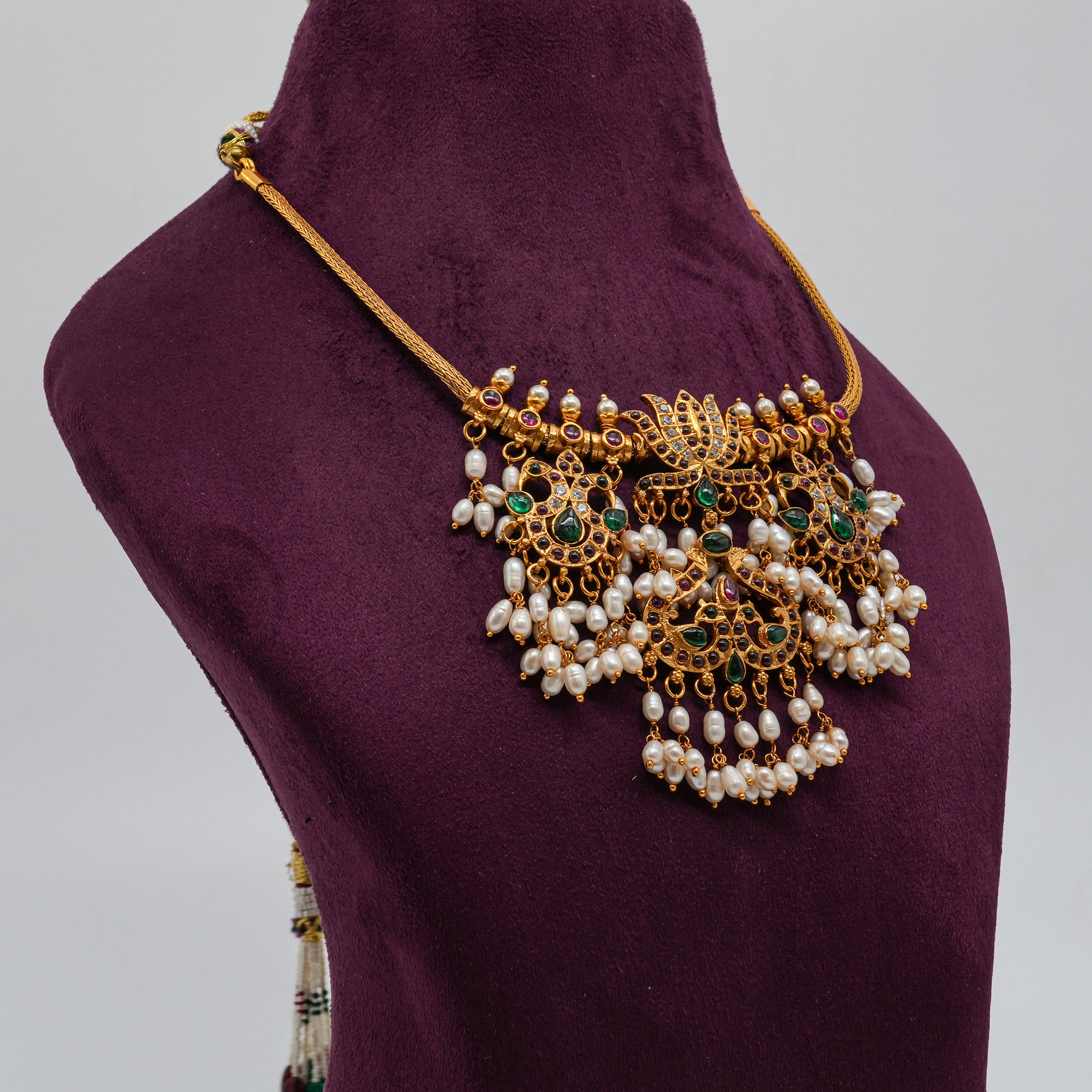 Saubhagya Jewellers - Peacock Pearl Haram Gold