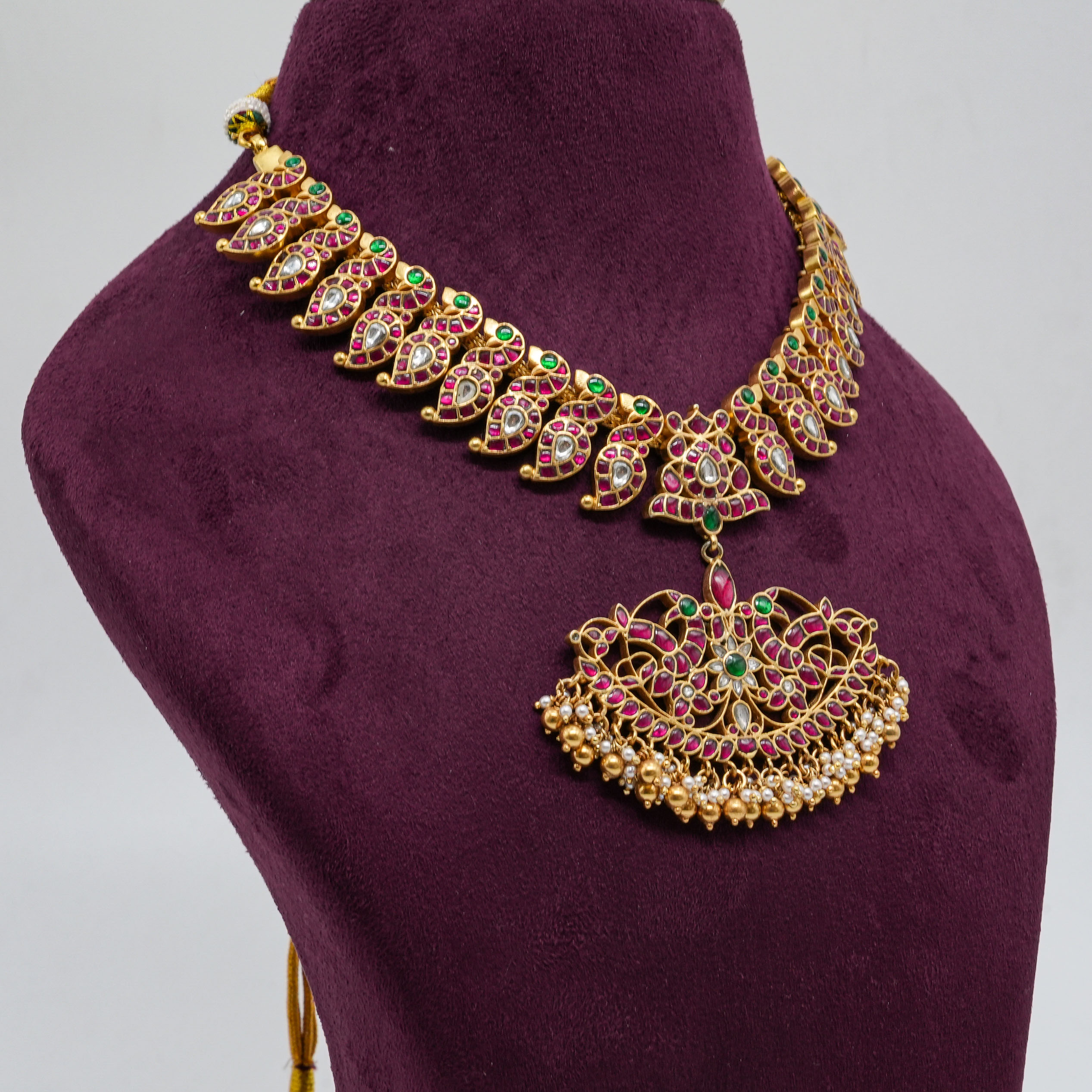 Saubhagya Jewellers - Kundan Peacock Long Necklace