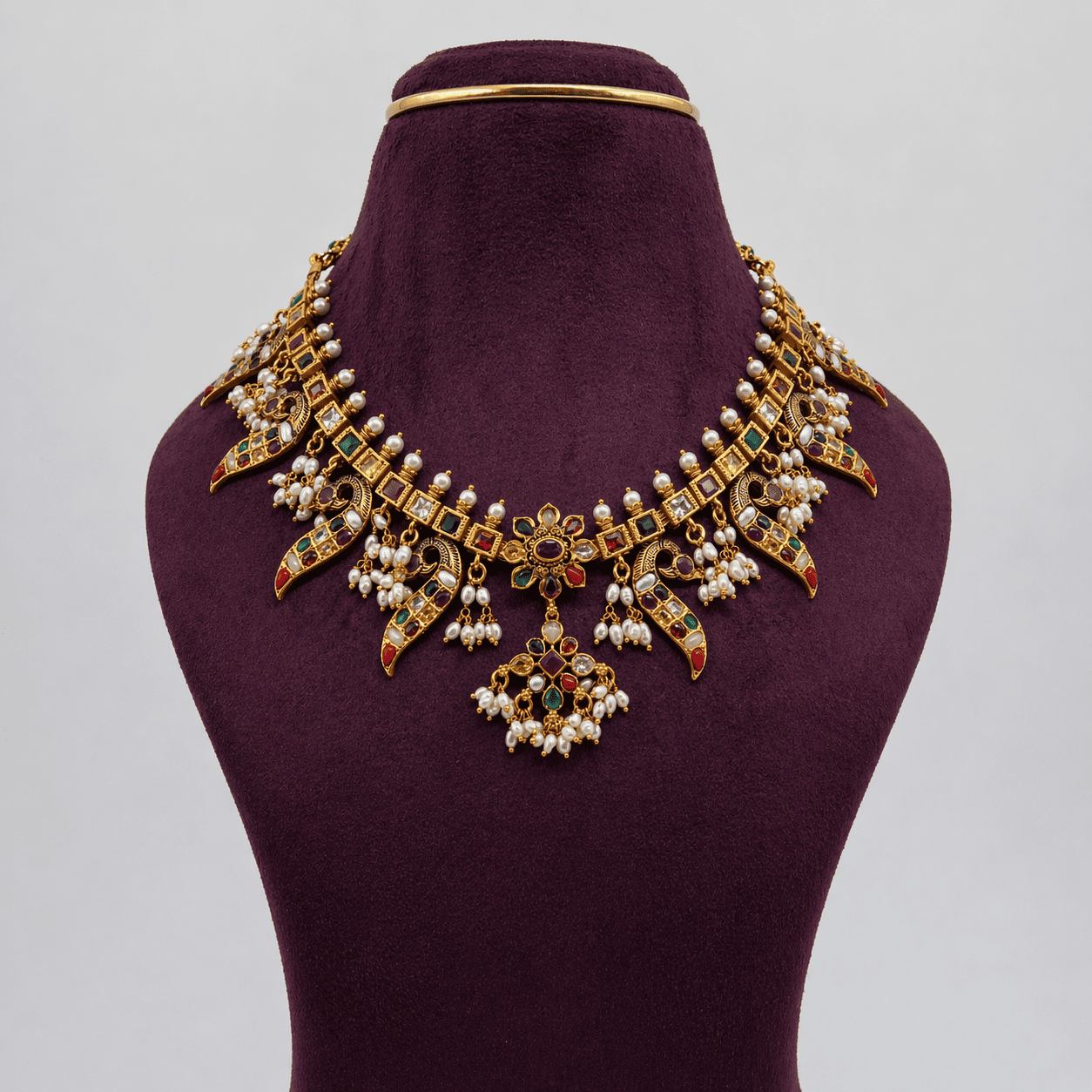 Saubhagya Jewellers - Multi-Gemstone Floral Necklace