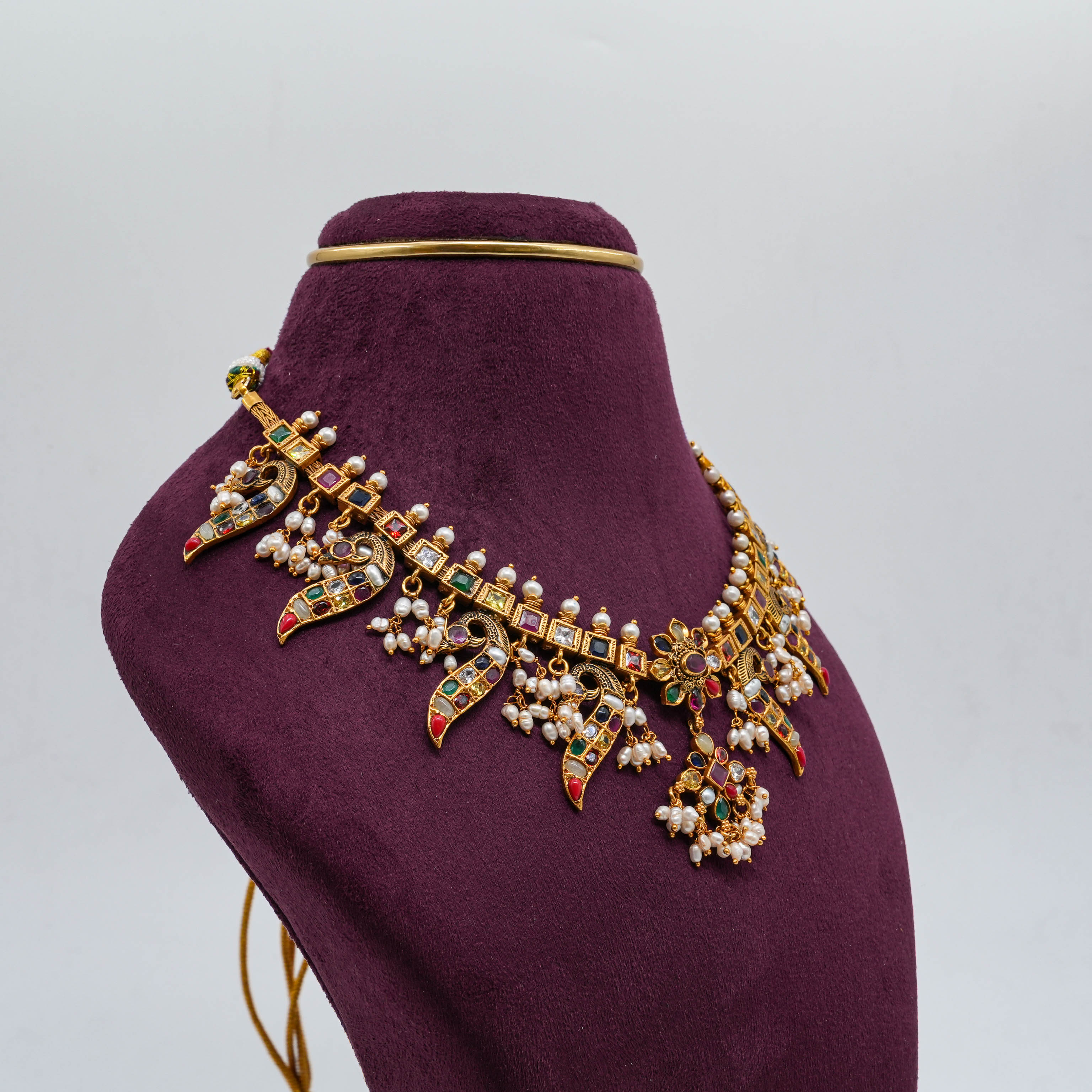 Saubhagya Jewellers - Multi-Gemstone Floral Necklace