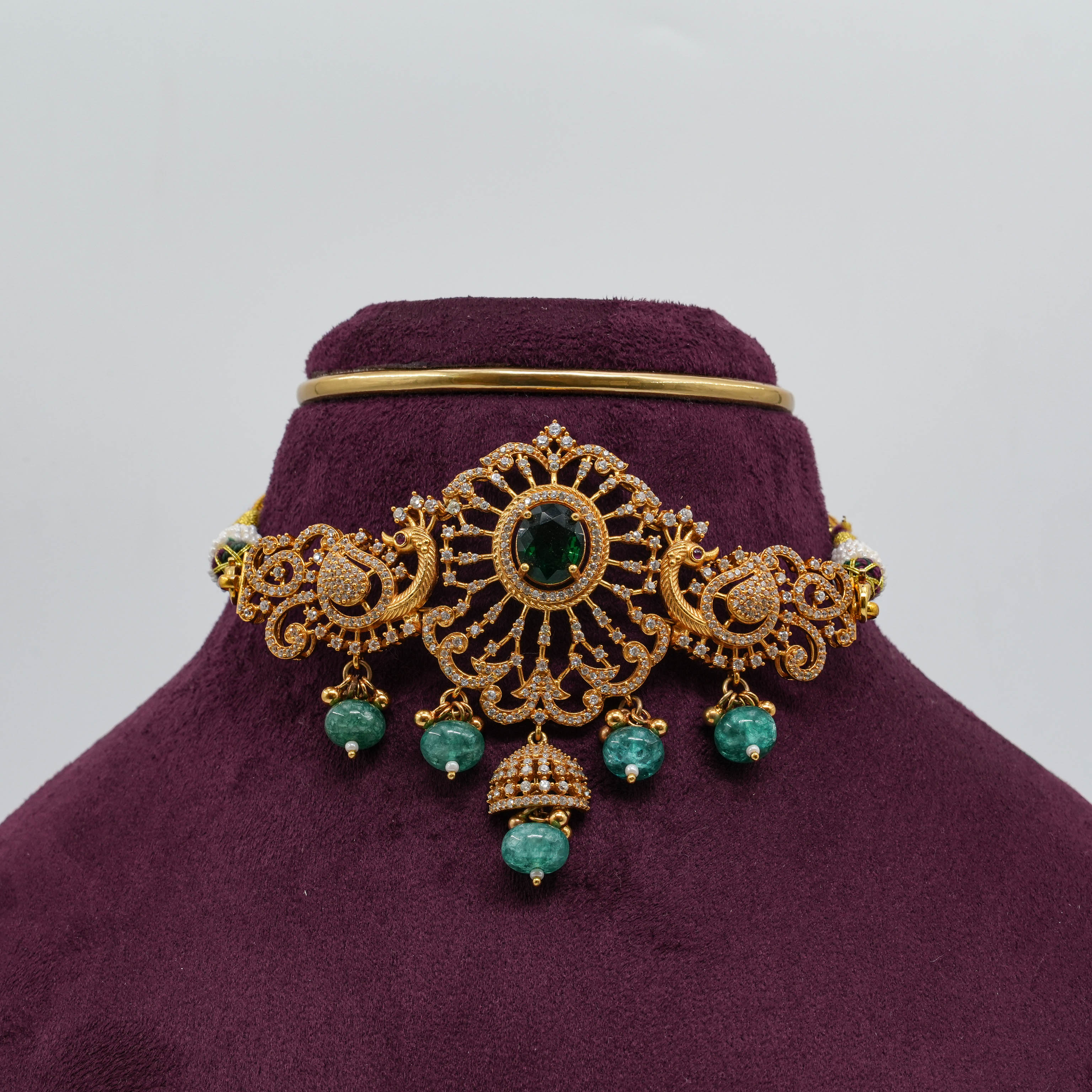 Saubhagya Jewellers - Emerald Peacock Choker