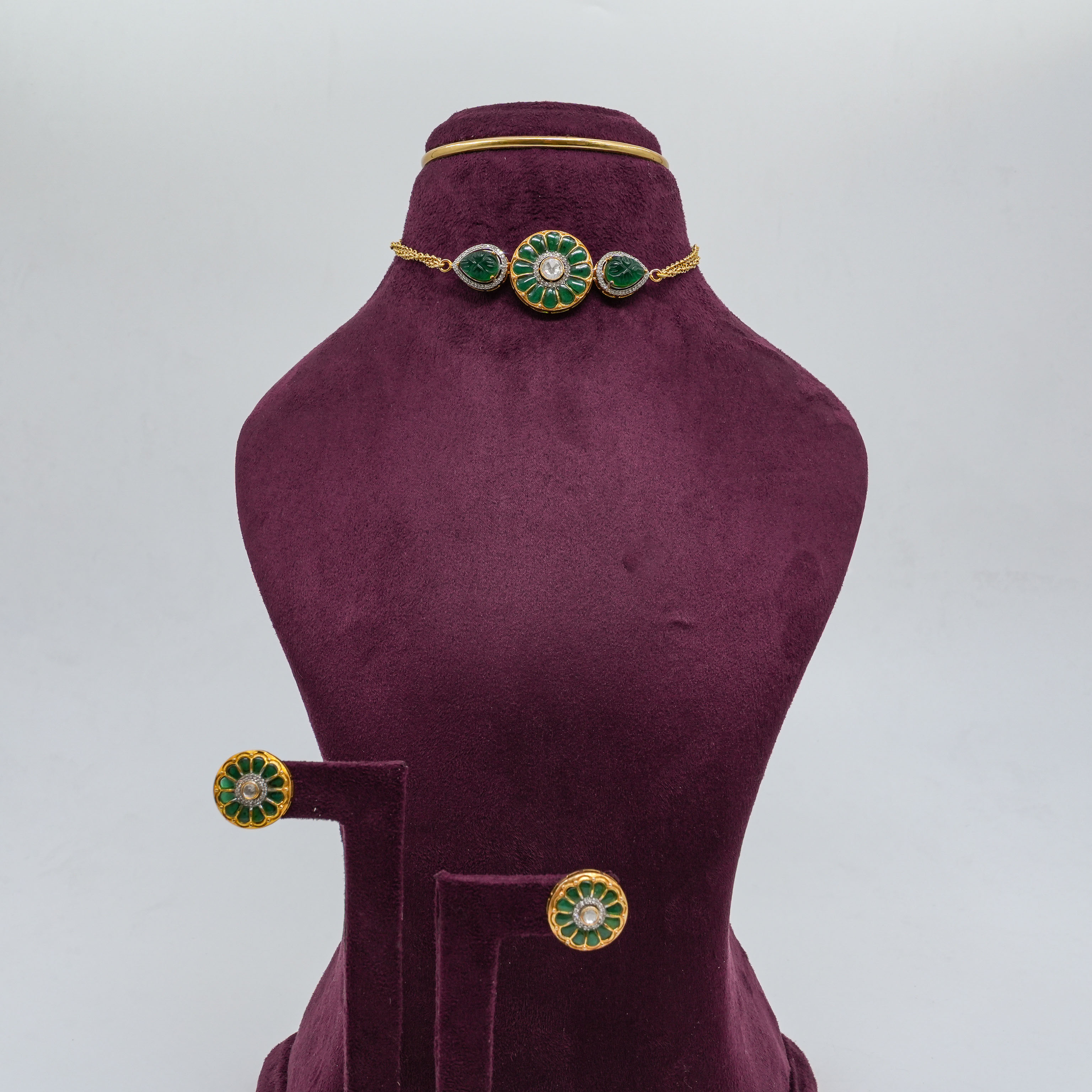 Emerald Flower Choker Set