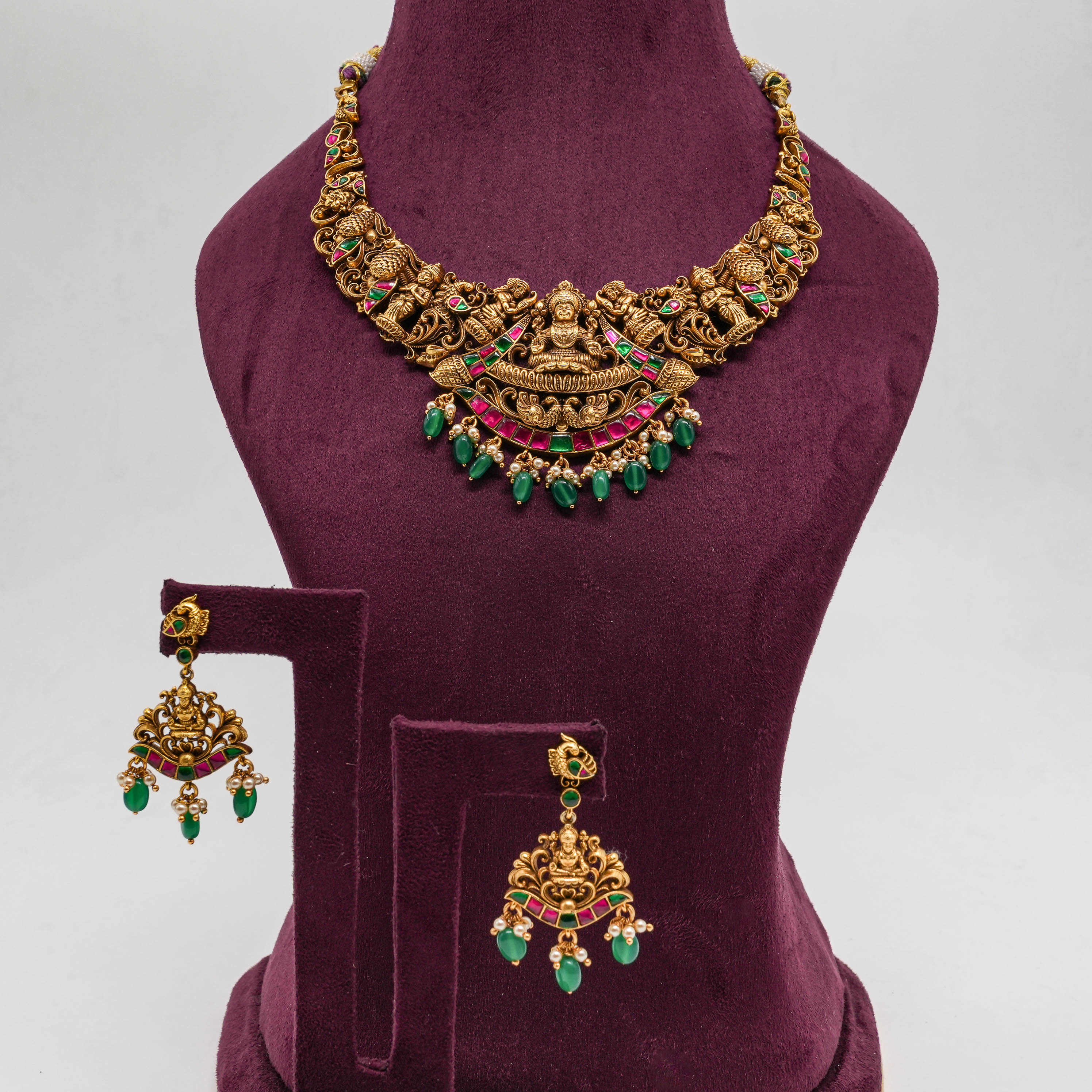 Saubhagya Jewellers - Goddess Lakshmi Temple Necklace Gold