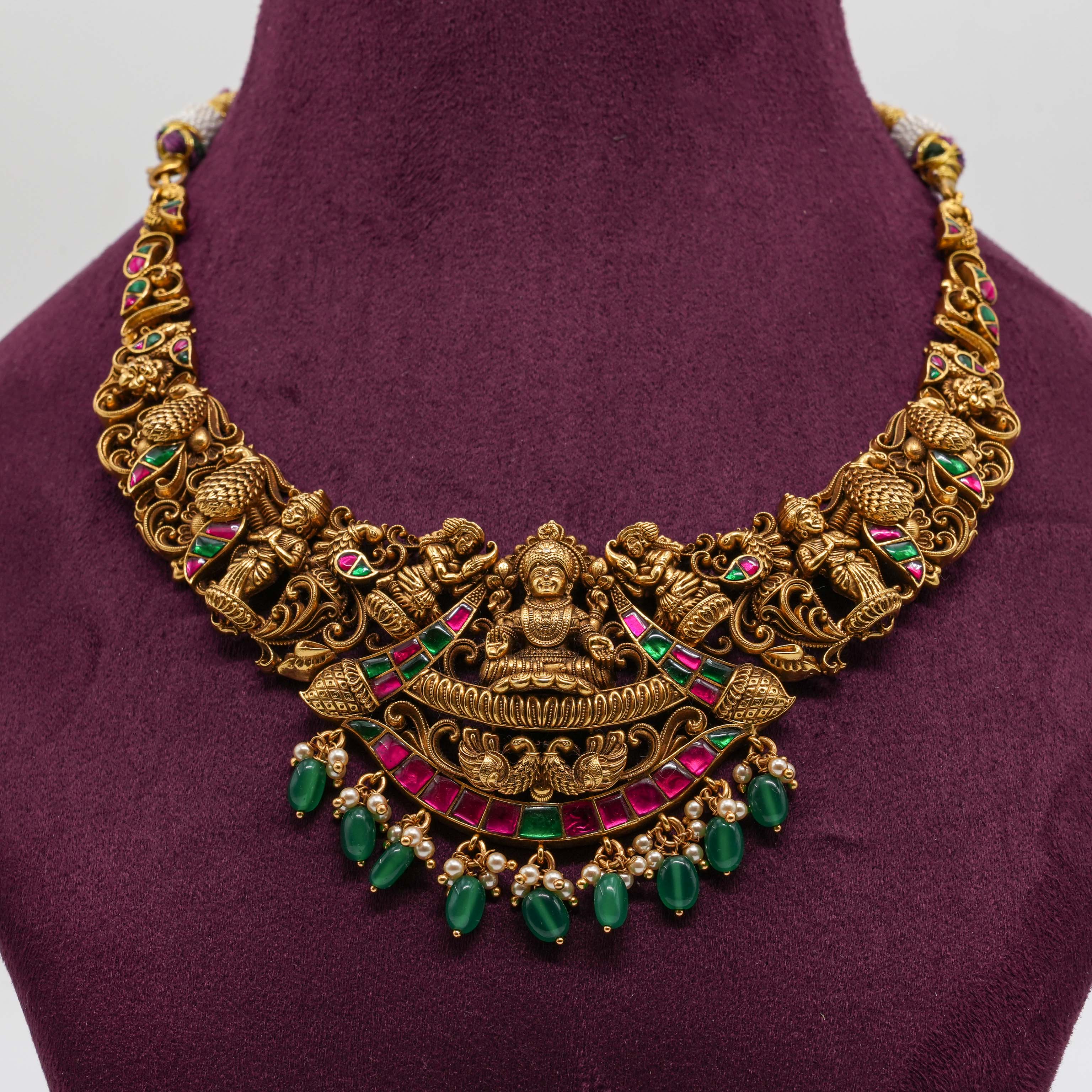 Saubhagya Jewellers - Goddess Lakshmi Temple Necklace Gold
