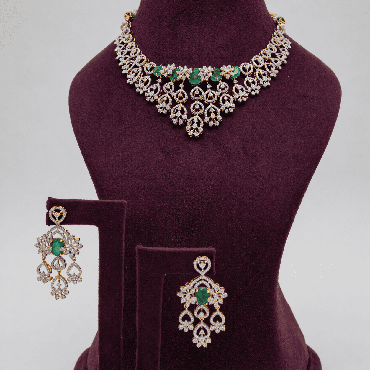 Saubhagya Jewellers - Emerald Floral Necklace