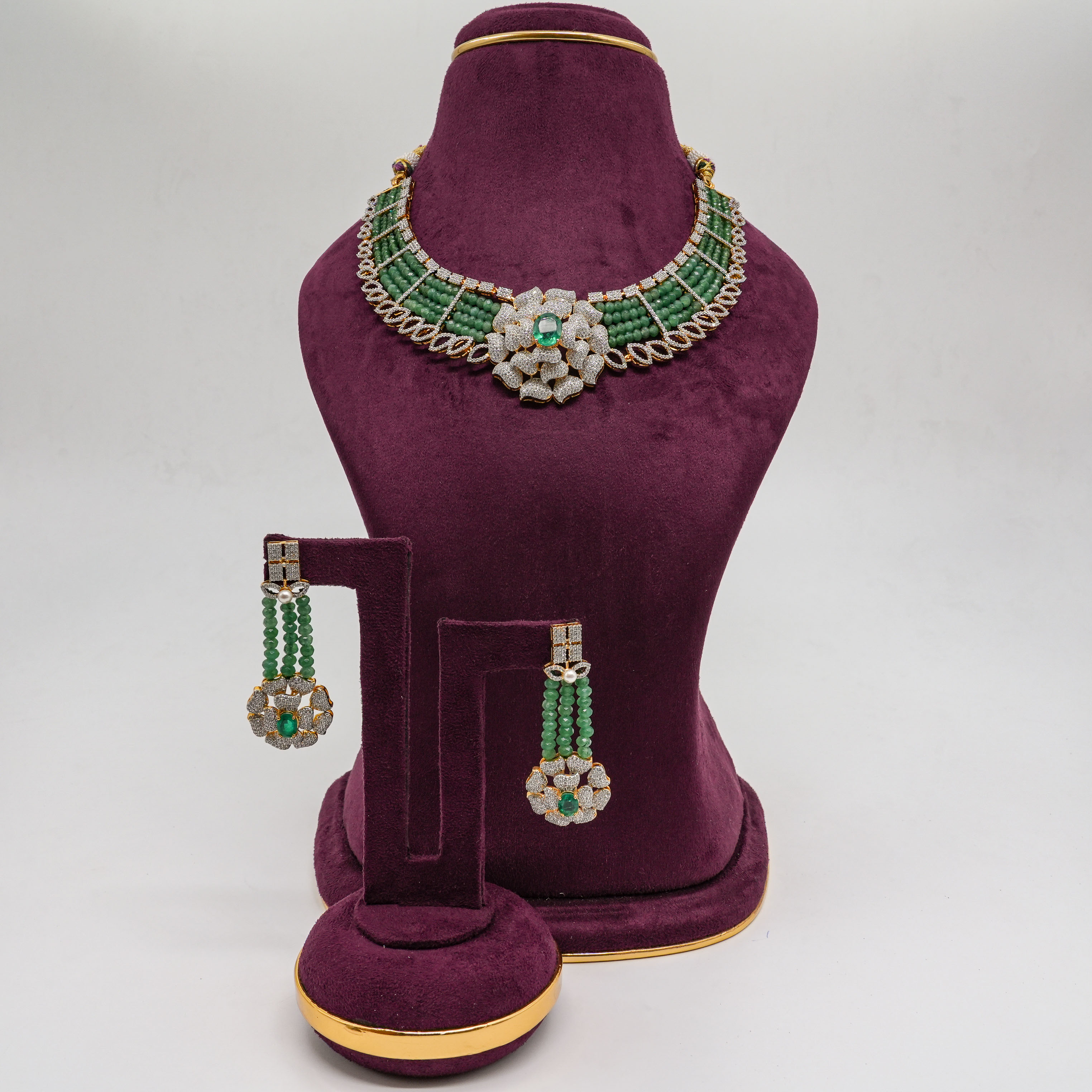 Saubhagya Jewellers - Emerald Flower Choker