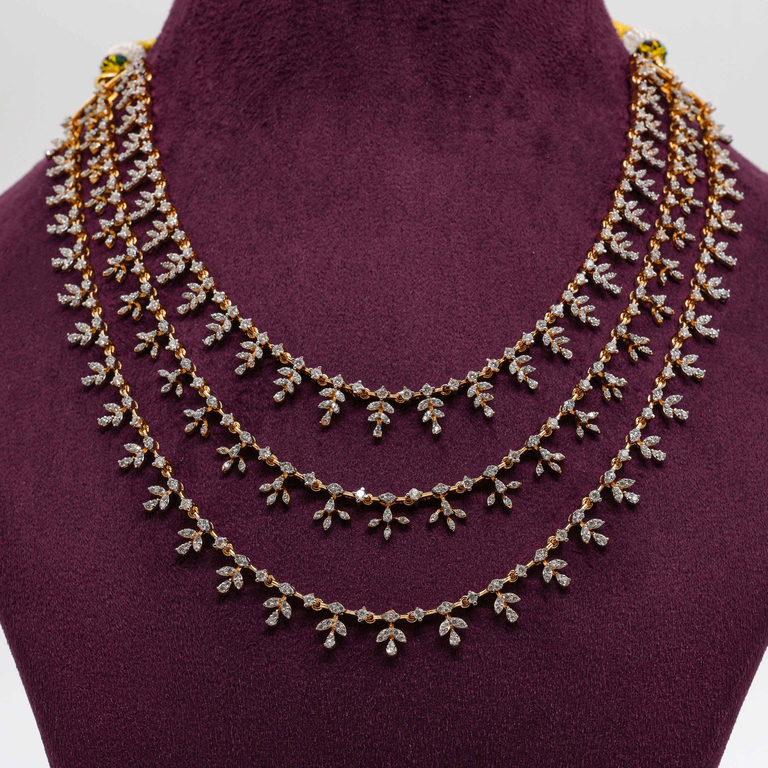 Saubhagya Jewellers - Leaf Design Diamond Necklace