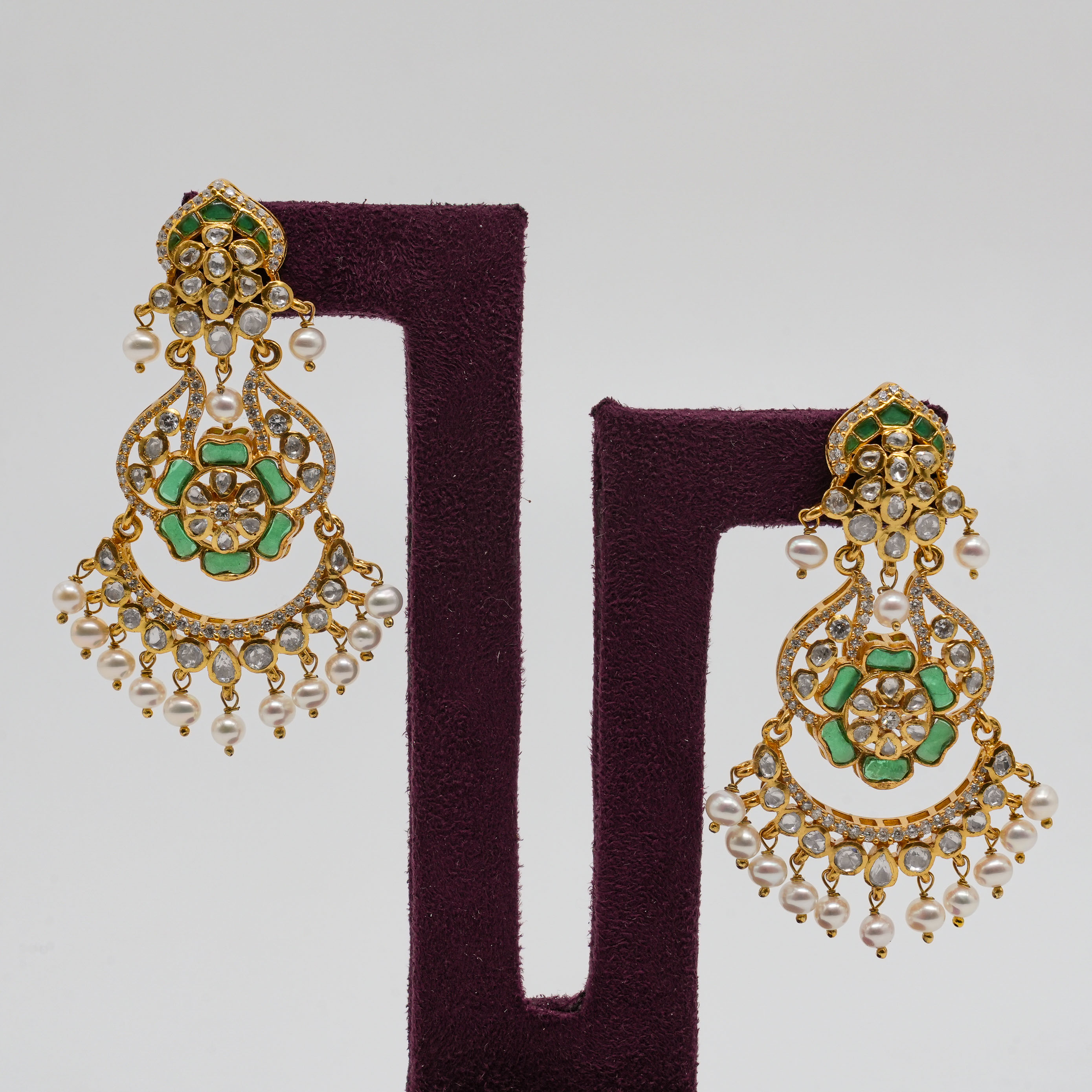 Saubhagya Jewellers - Emerald Pearl Earrings