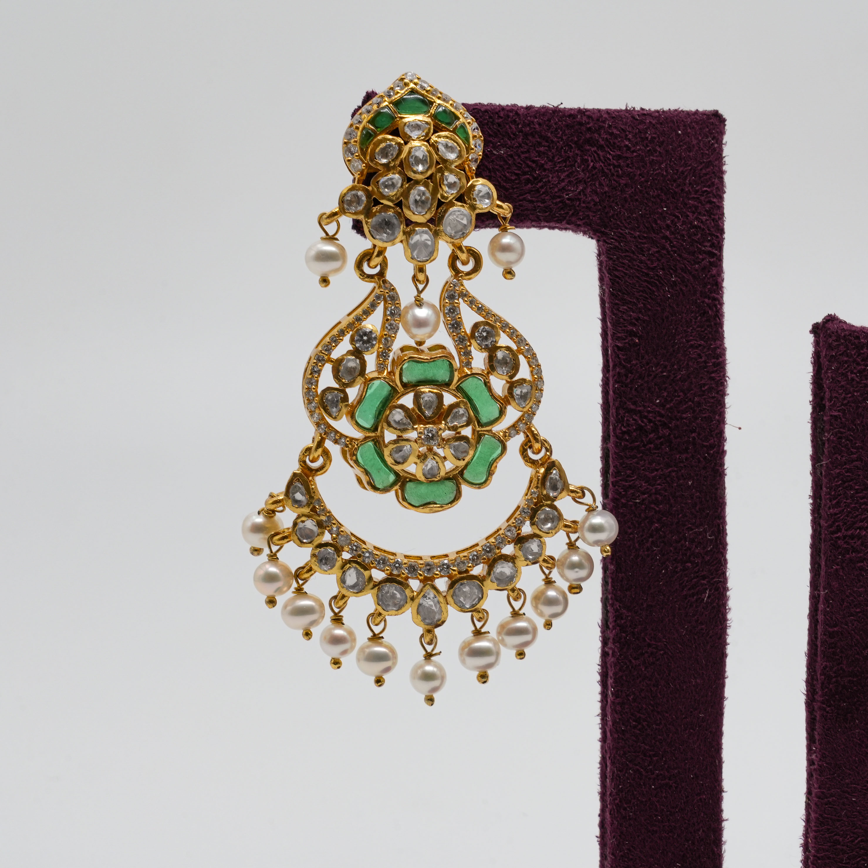 Saubhagya Jewellers - Emerald Pearl Earrings