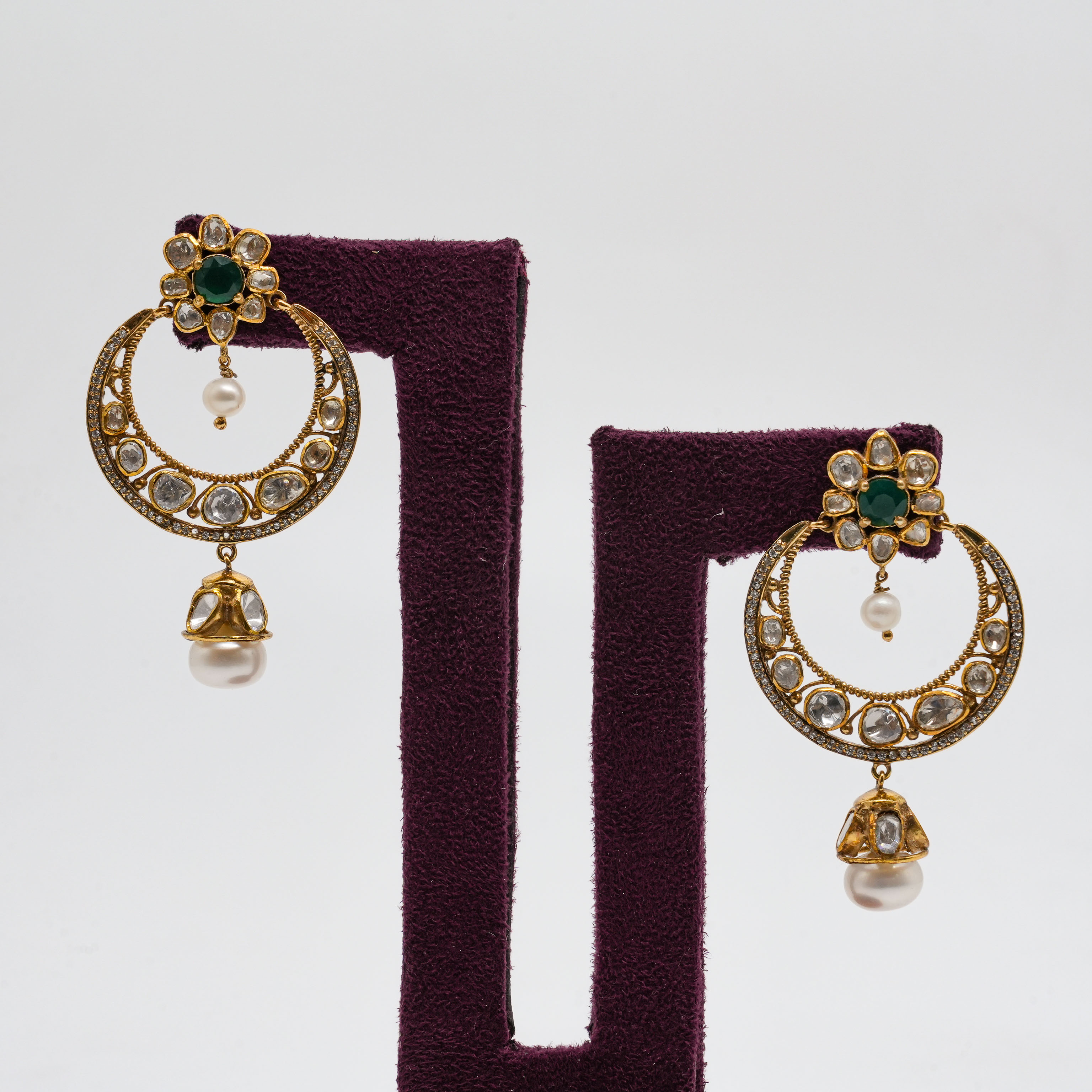 Saubhagya Jewellers - Emerald Pearl Chandbali