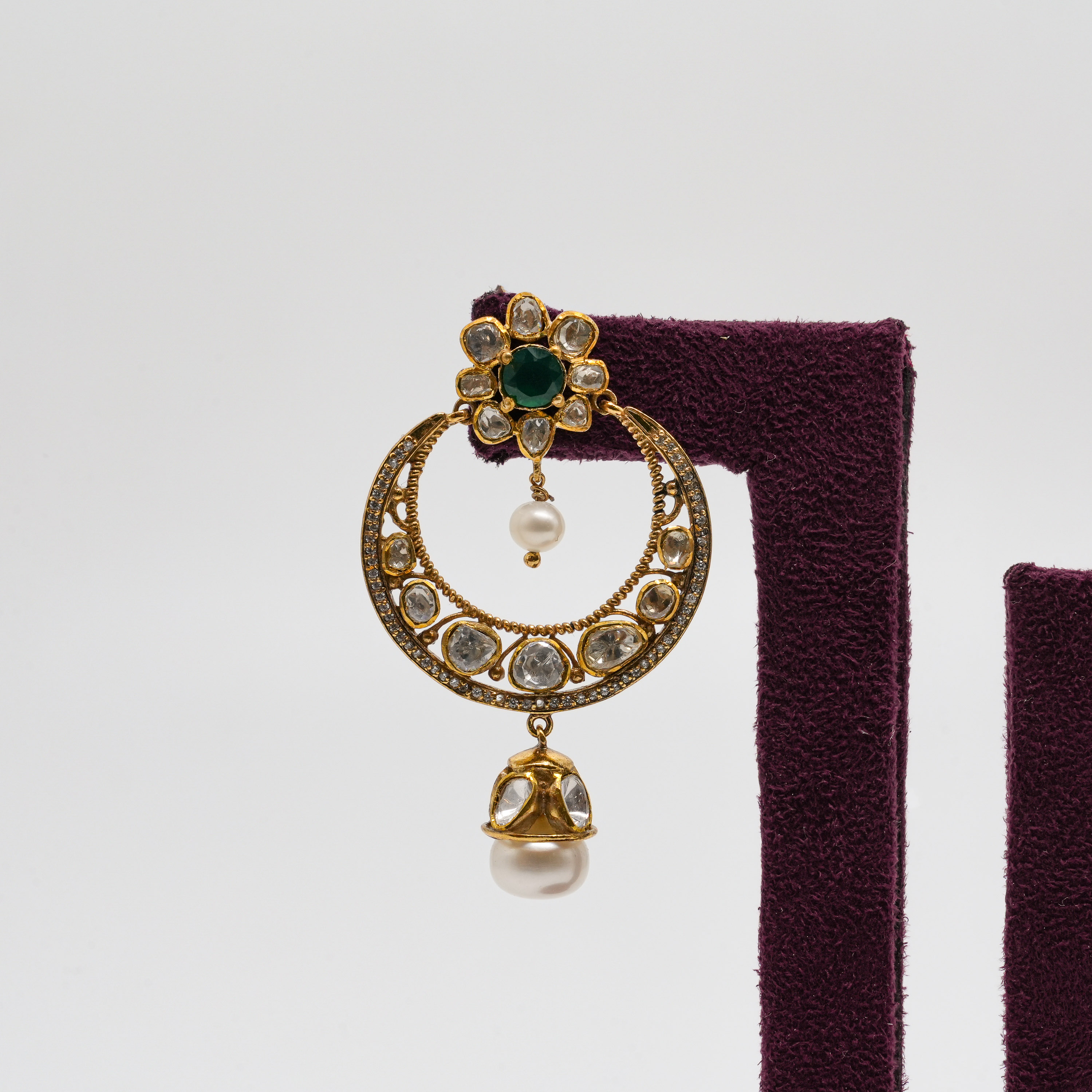 Saubhagya Jewellers - Emerald Pearl Chandbali