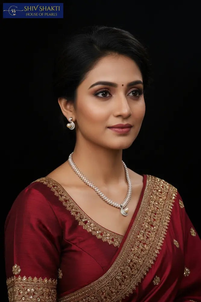 Shiv Shakti Pearls - Classic Button Pearl Necklace