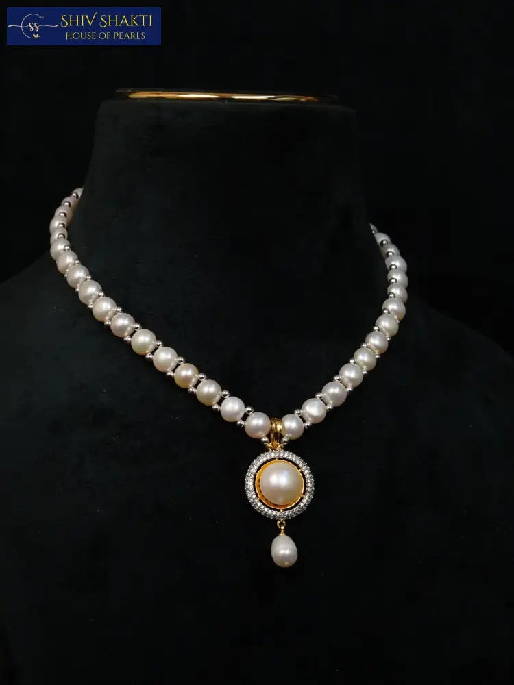Shiv Shakti Pearls - Royal Aura Button Pearl Necklace