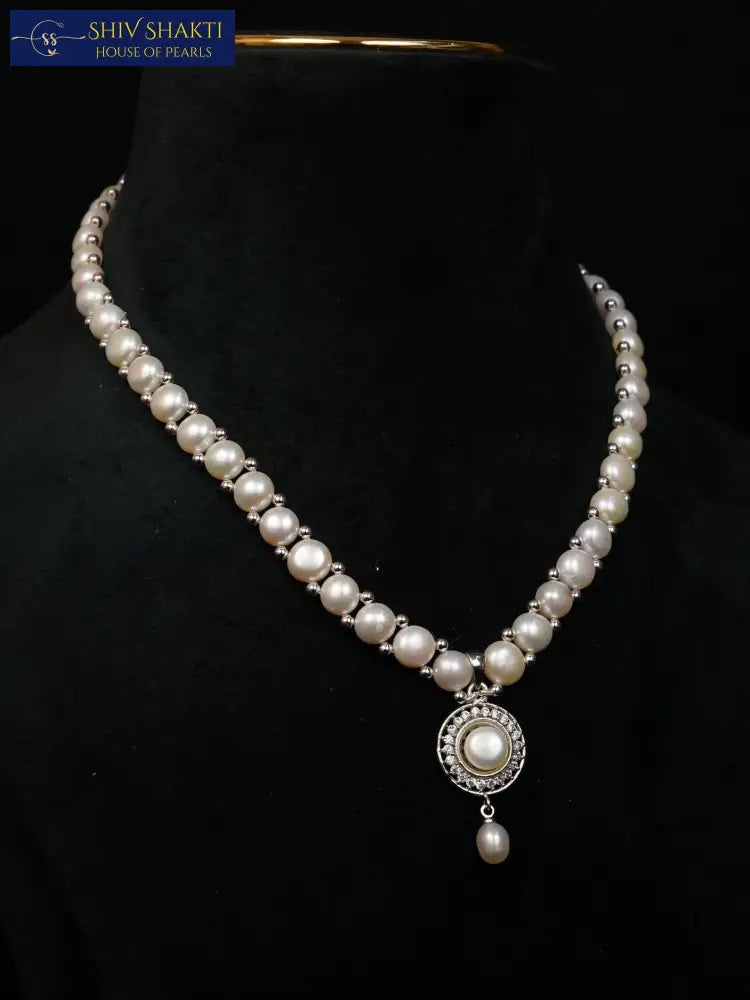 Shiv Shakti Pearls - Timeless Charm Button Pearl Necklace