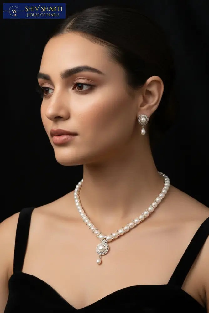 Shiv Shakti Pearls - Timeless Charm Button Pearl Necklace