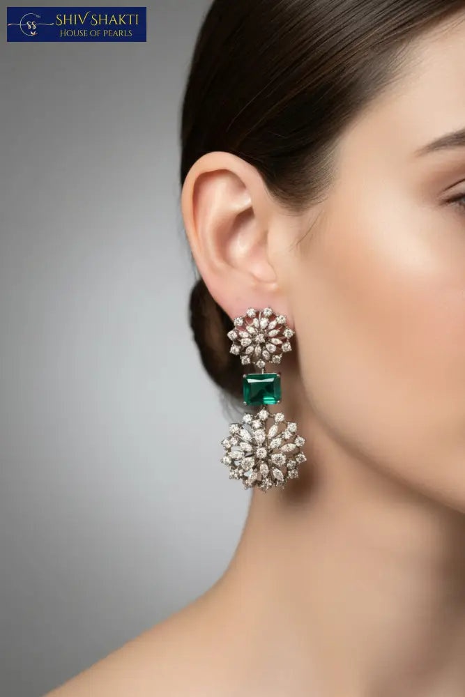 Shiv Shakti Pearls - Moonlight Spark Silver Earrings