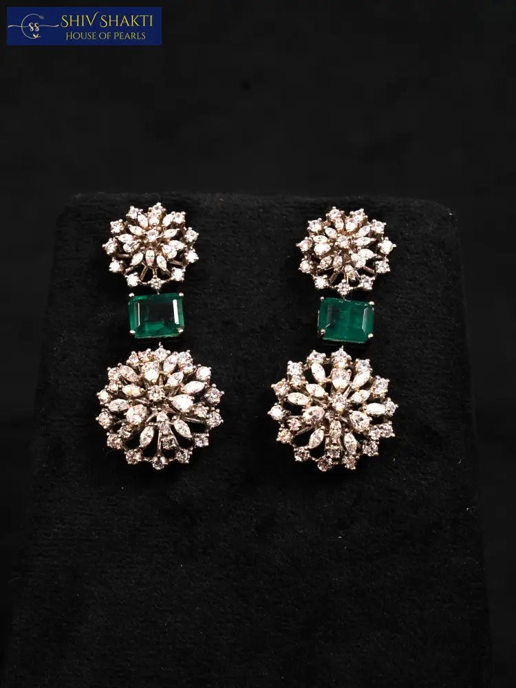 Shiv Shakti Pearls - Moonlight Spark Silver Earrings