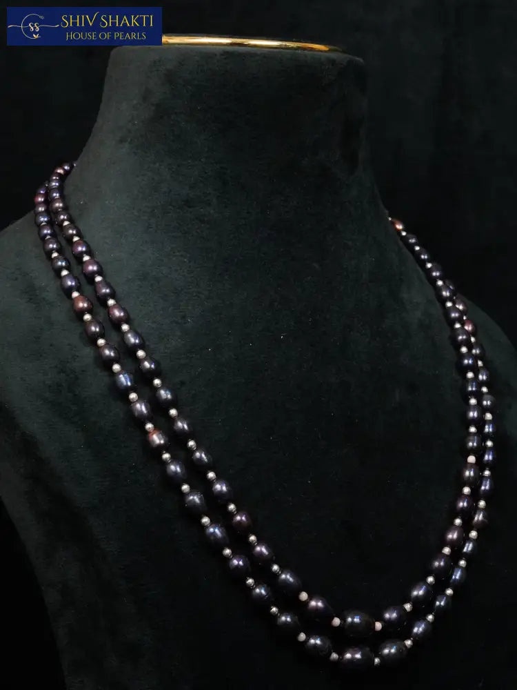 Shiv Shakti Pearls - 2 Line Black classic Necklace