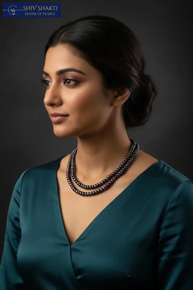 Shiv Shakti Pearls - 2 Line Blue Magnificent Necklace