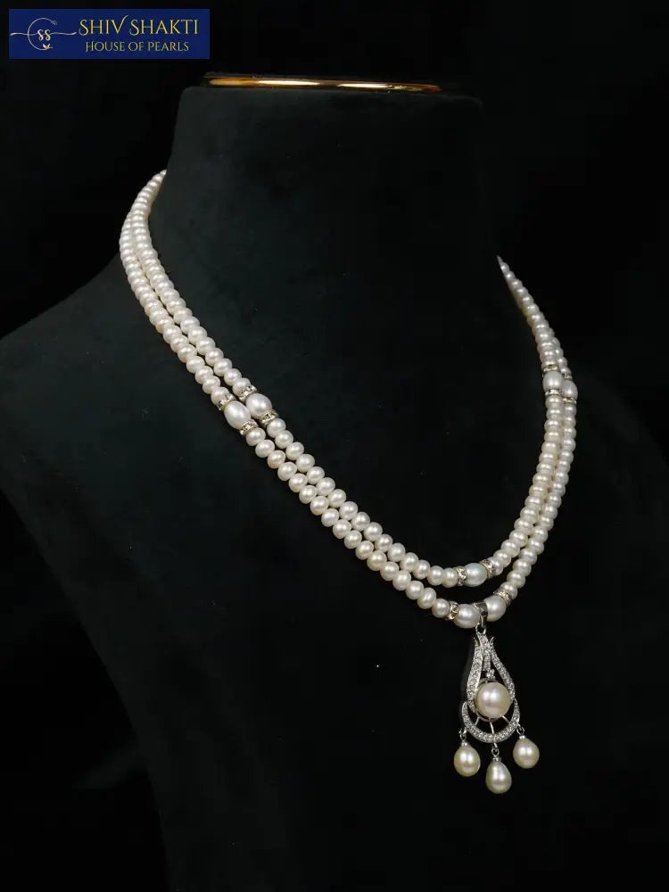 Shiv Shakti Pearls - 2 Line Drop Pearl Pendant